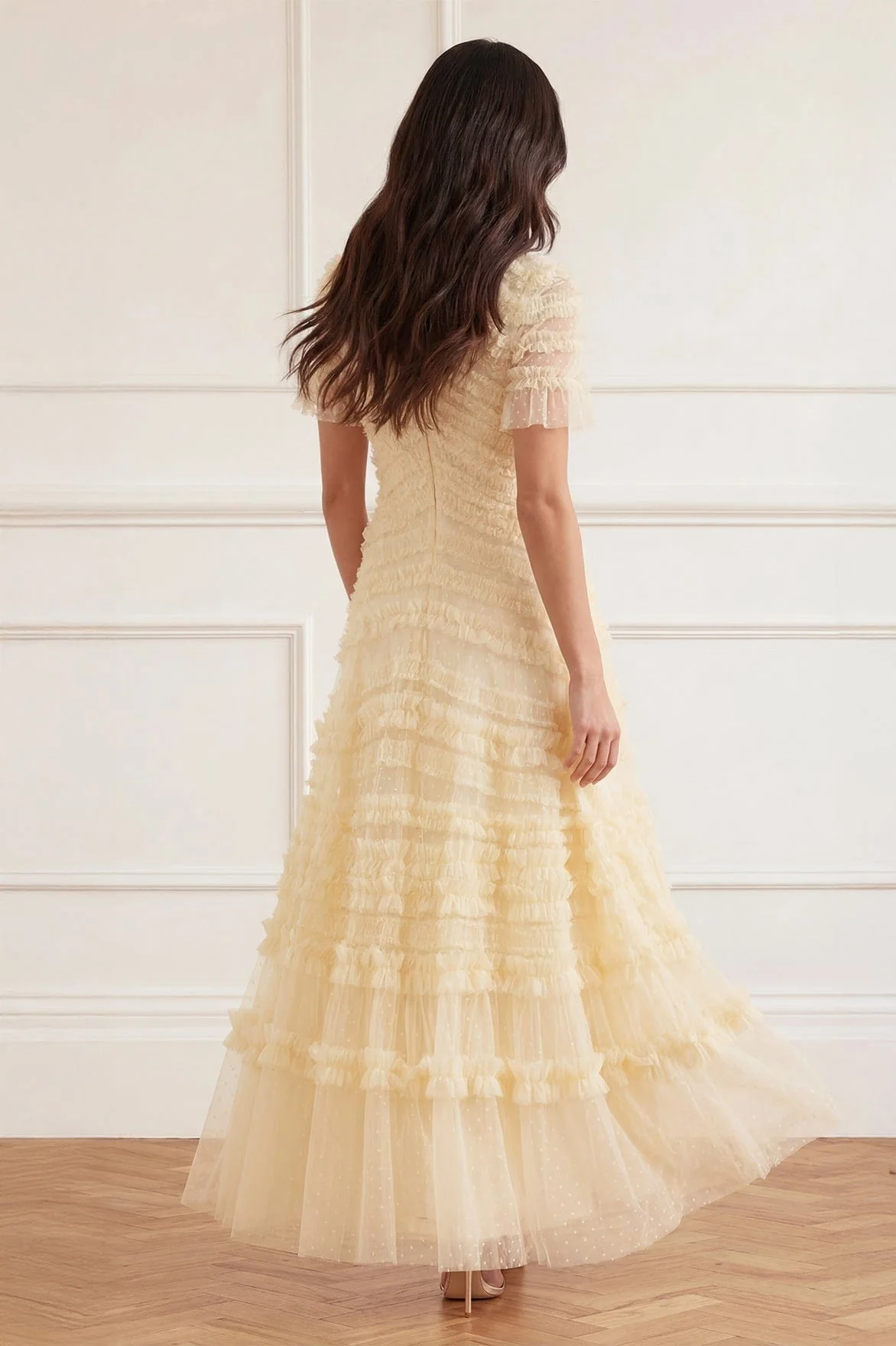 Amara Round Neck Ruffle Gown - Image 4