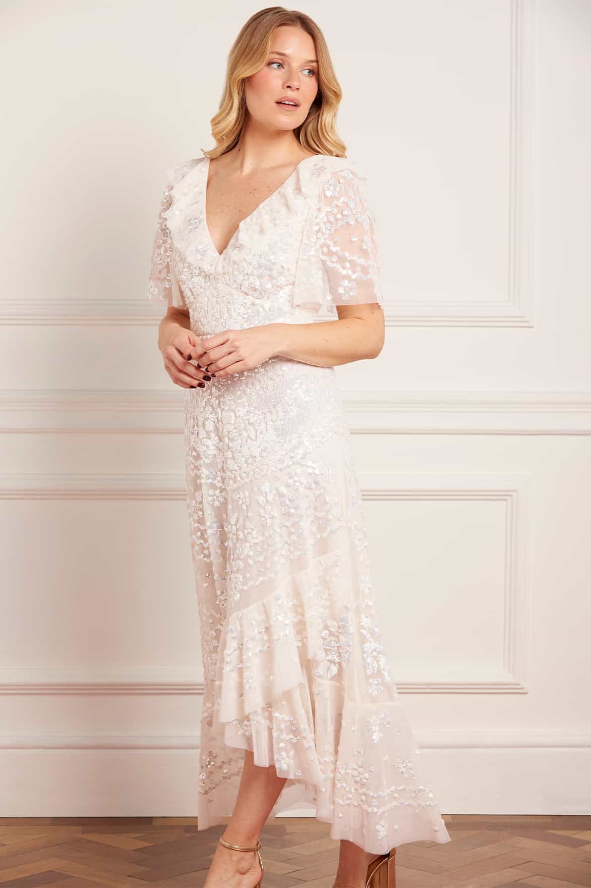 Anais Sequin Frill Ankle Gown - Image 3