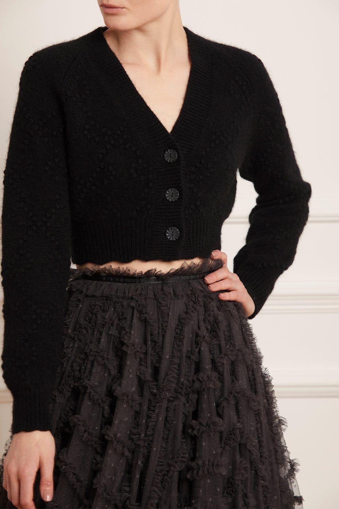Bow Stitch Cropped Cardigan - Image 3