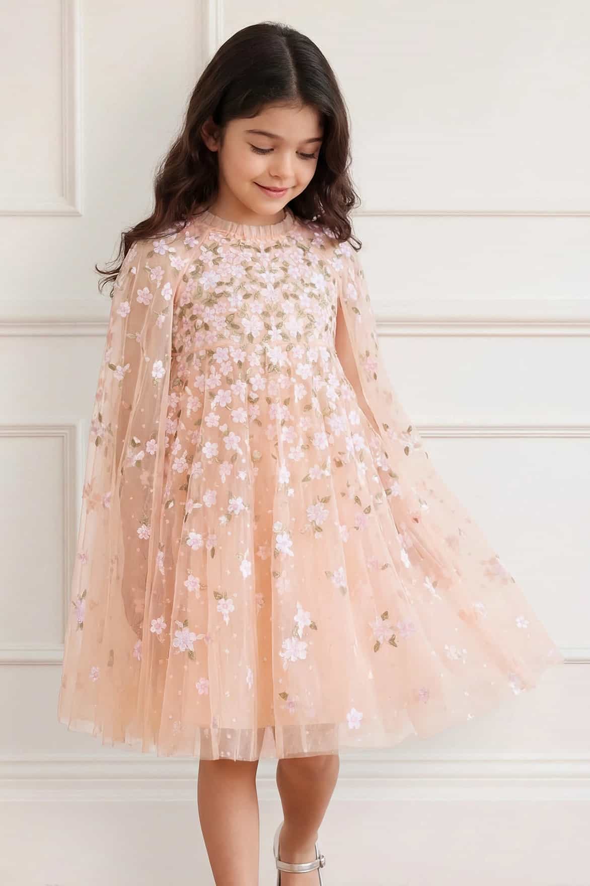 Camellia Ditsy Cape Kids Dress