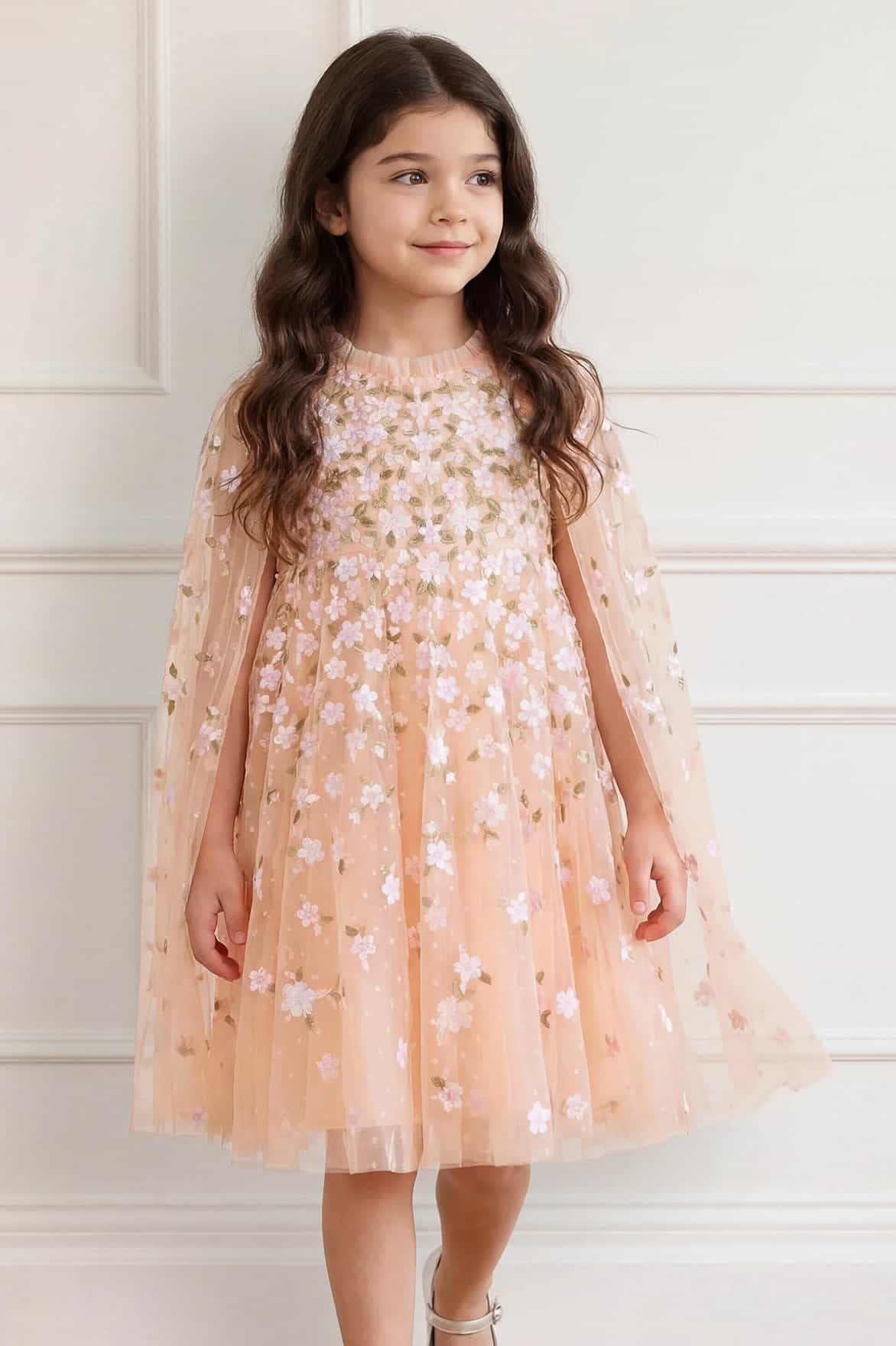 Camellia Ditsy Cape Kids Dress - Image 3