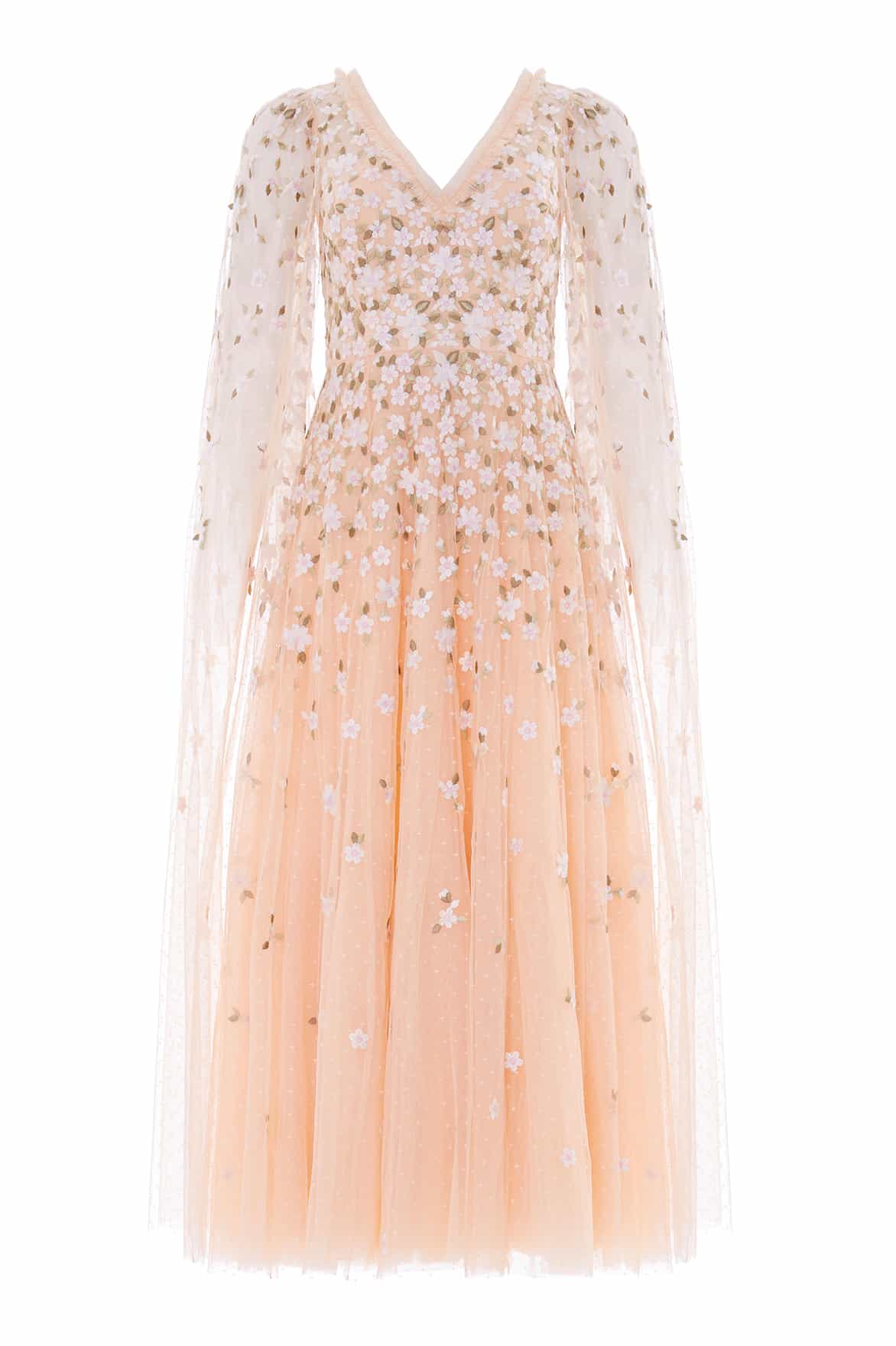 Camellia Ditsy Cape Sleeve Ankle Gown - Image 3