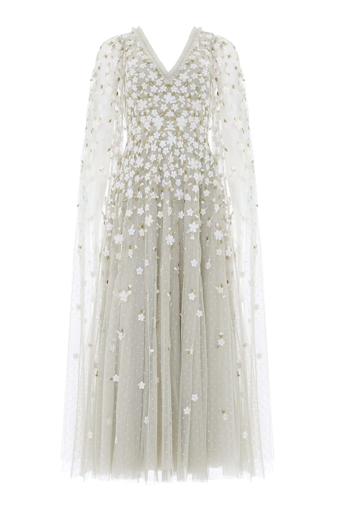 Camellia Ditsy Cape Sleeve Ankle Gown - Image 3