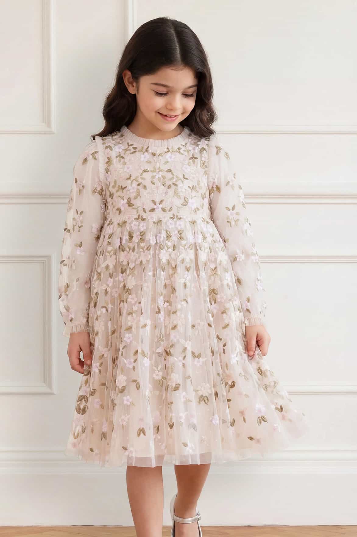Camellia Ditsy Long Sleeve Kids Dress - Image 3