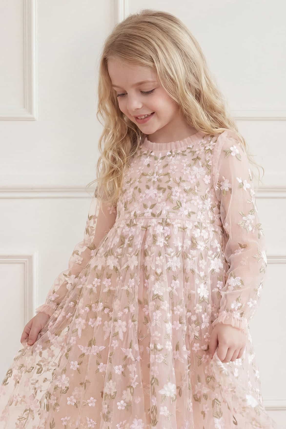 Camellia Ditsy Long Sleeve Kids Dress - Image 3