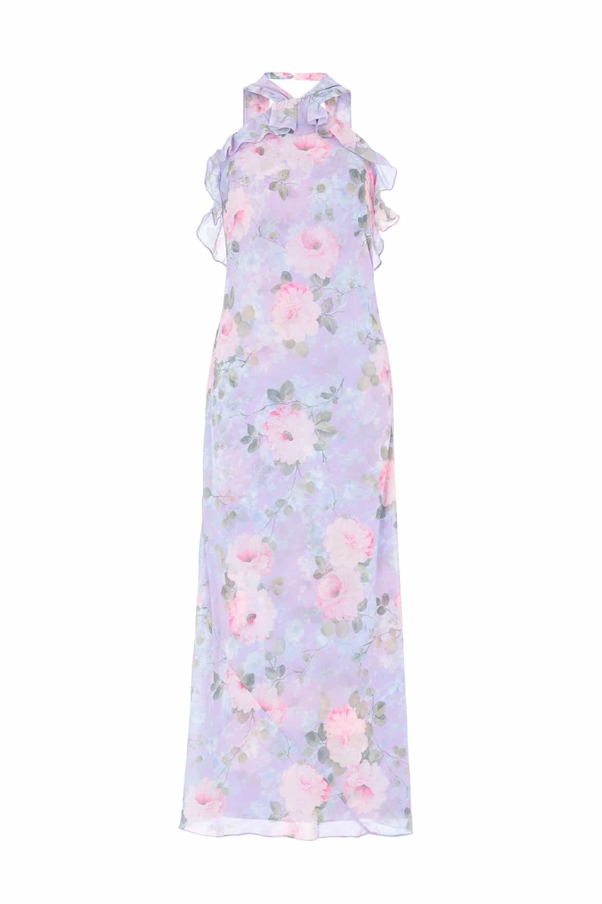 Camille's Garden Chiffon Halter-Neck Ankle Gown - Image 3