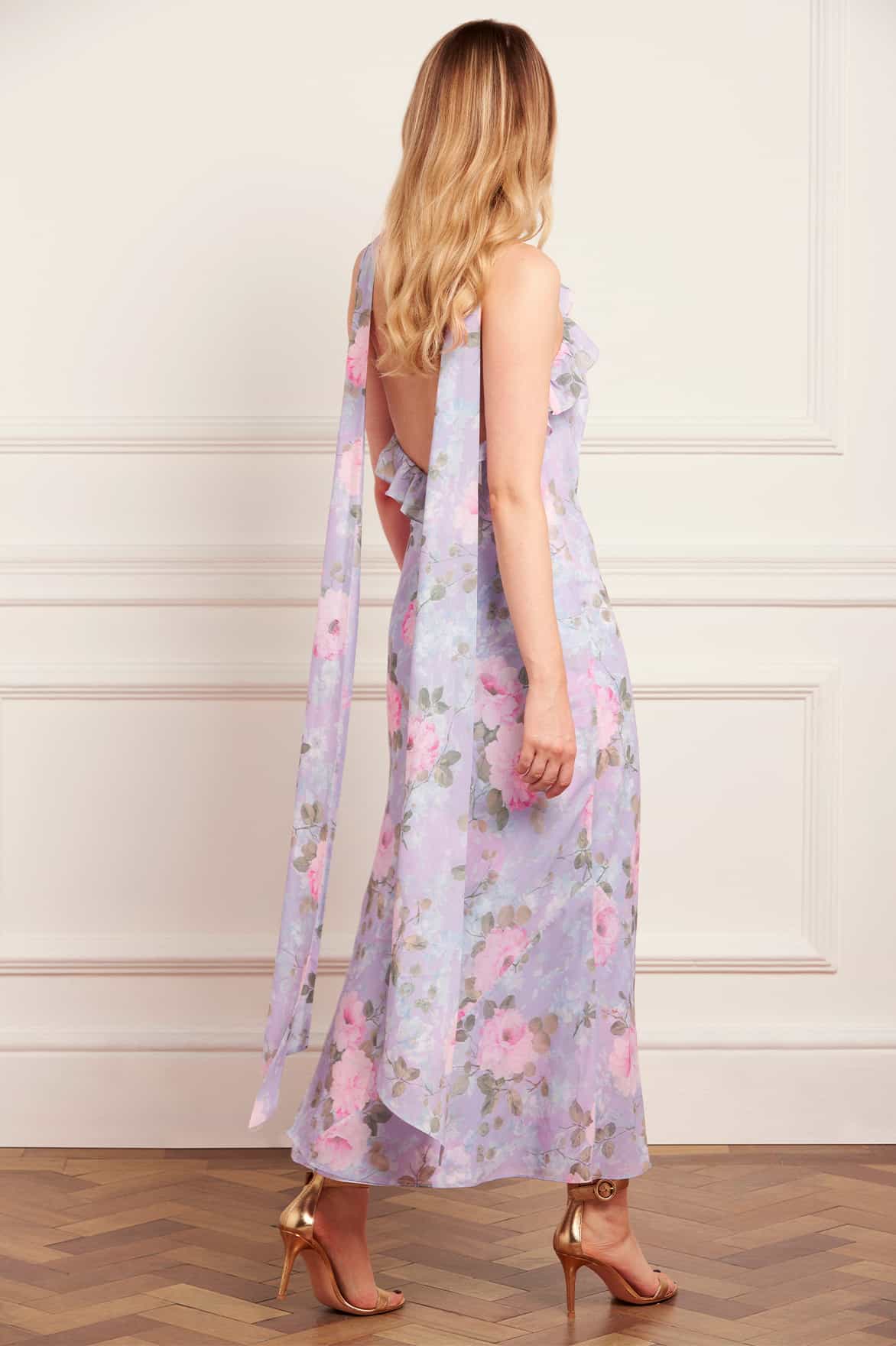 Camille's Garden Chiffon Halter-Neck Ankle Gown - Image 6