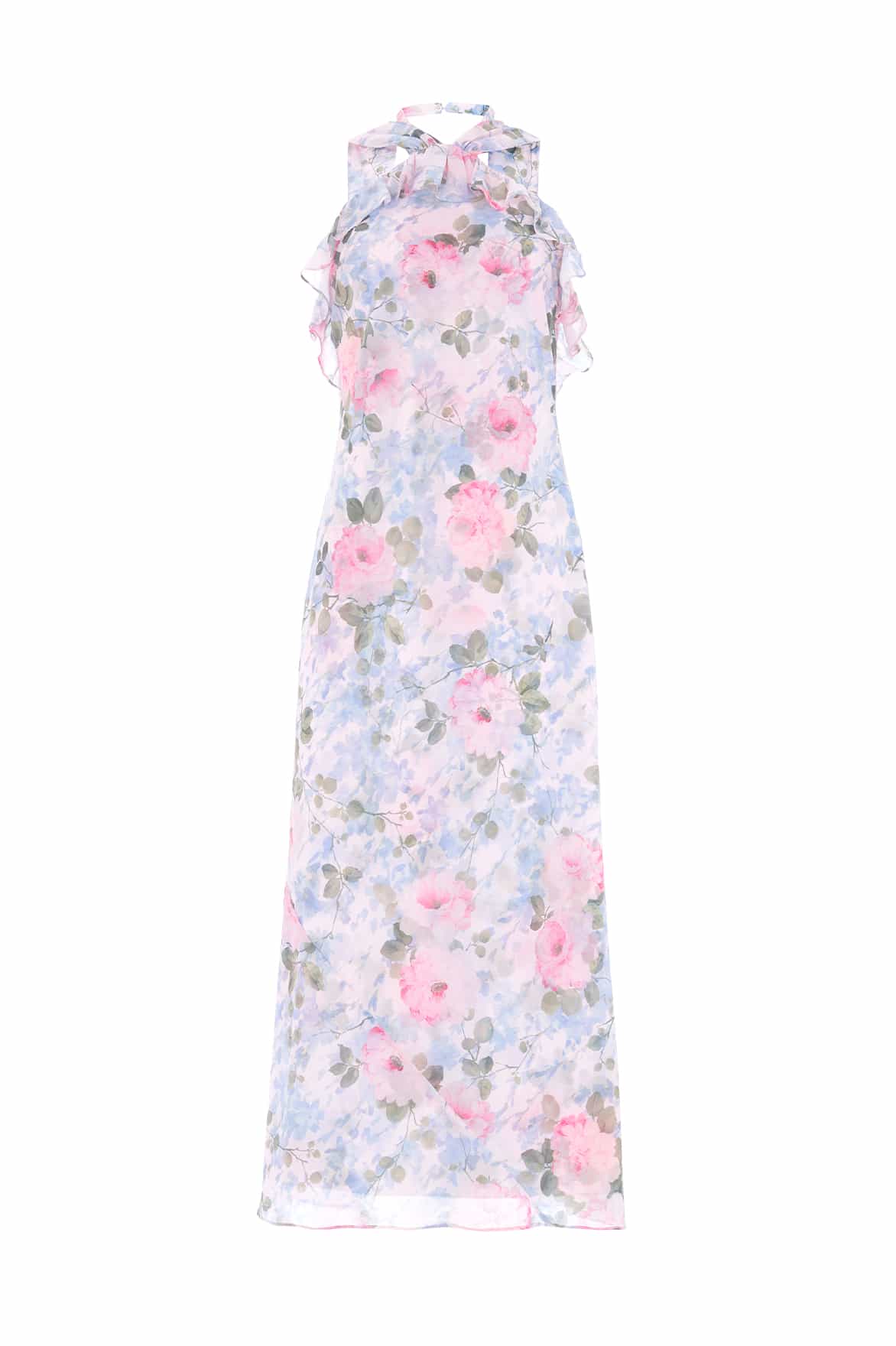 Camille's Garden Chiffon Halter-Neck Ankle Gown - Image 2