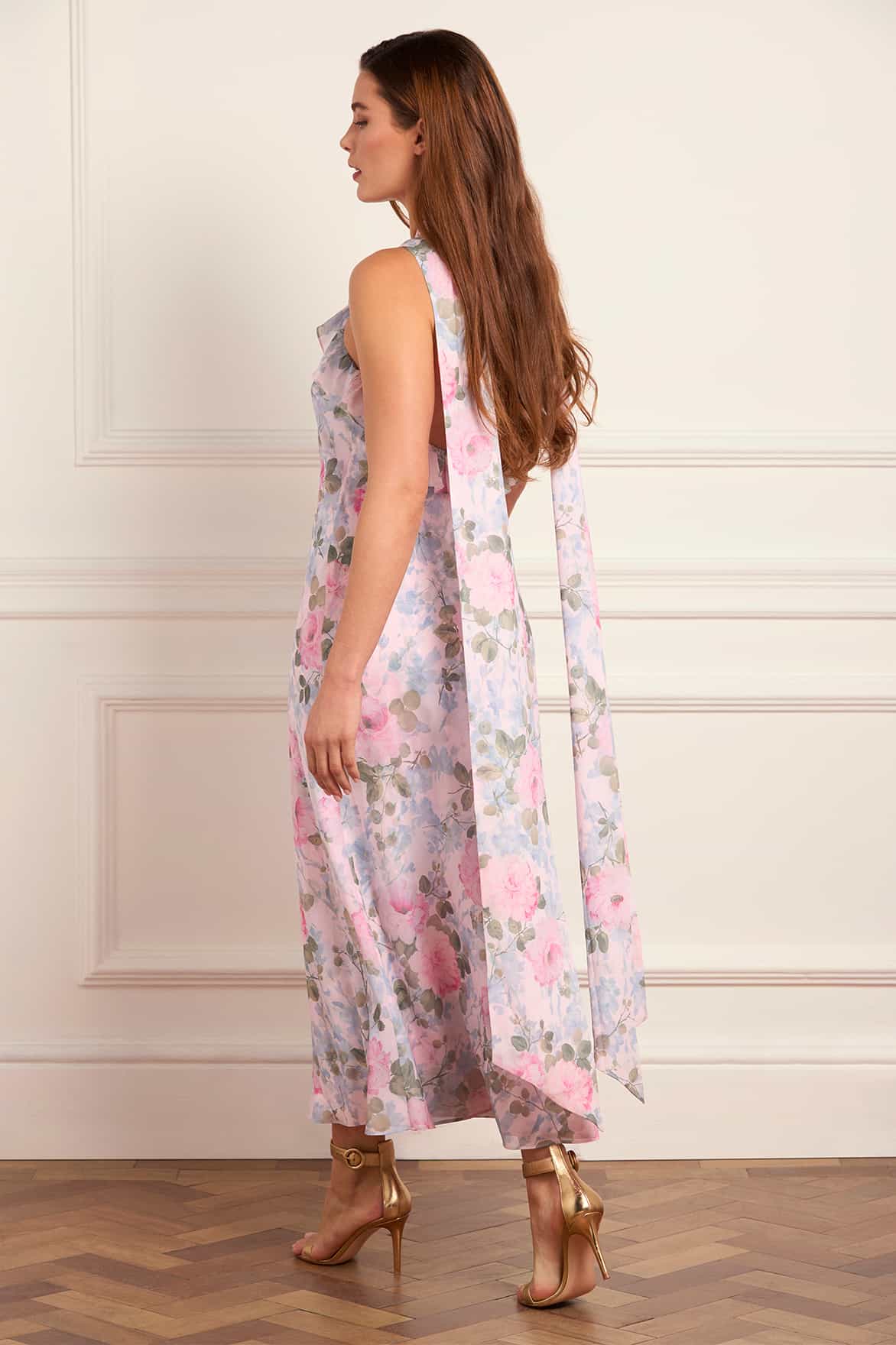 Camille's Garden Chiffon Halter-Neck Ankle Gown - Image 5