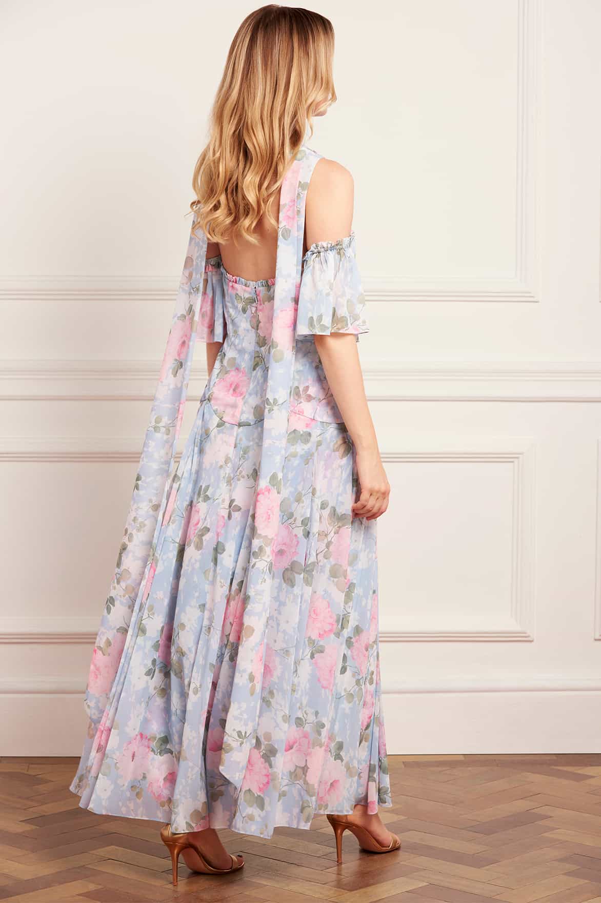 Camille's Garden Georgette Halter-Neck Ankle Gown - Image 6