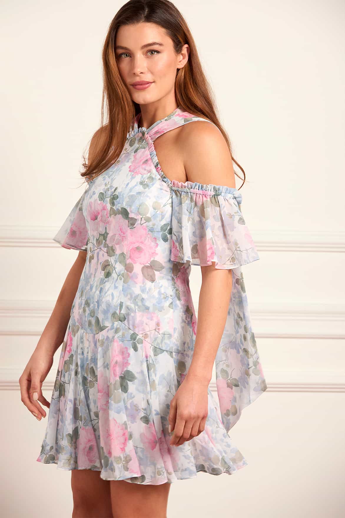 Camille's Garden Georgette Halter-Neck Micro Mini Dress - Image 2