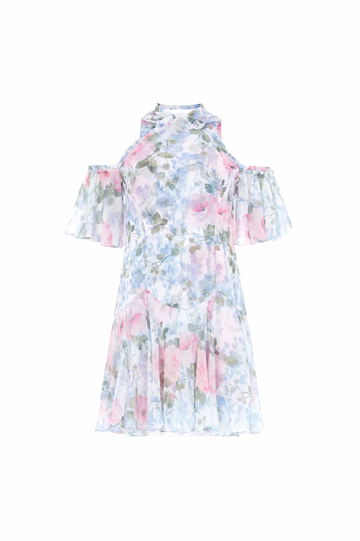 Camille's Garden Georgette Halter-Neck Micro Mini Dress - Image 3