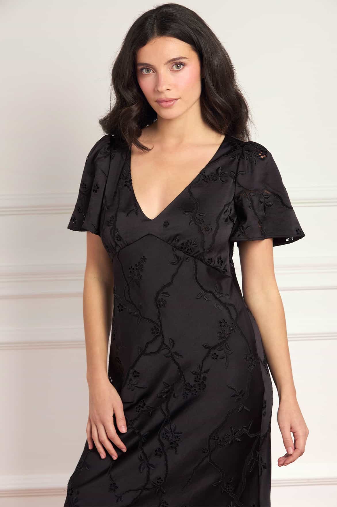 Cherry Blossom Satin Short Sleeve Gown - Image 3