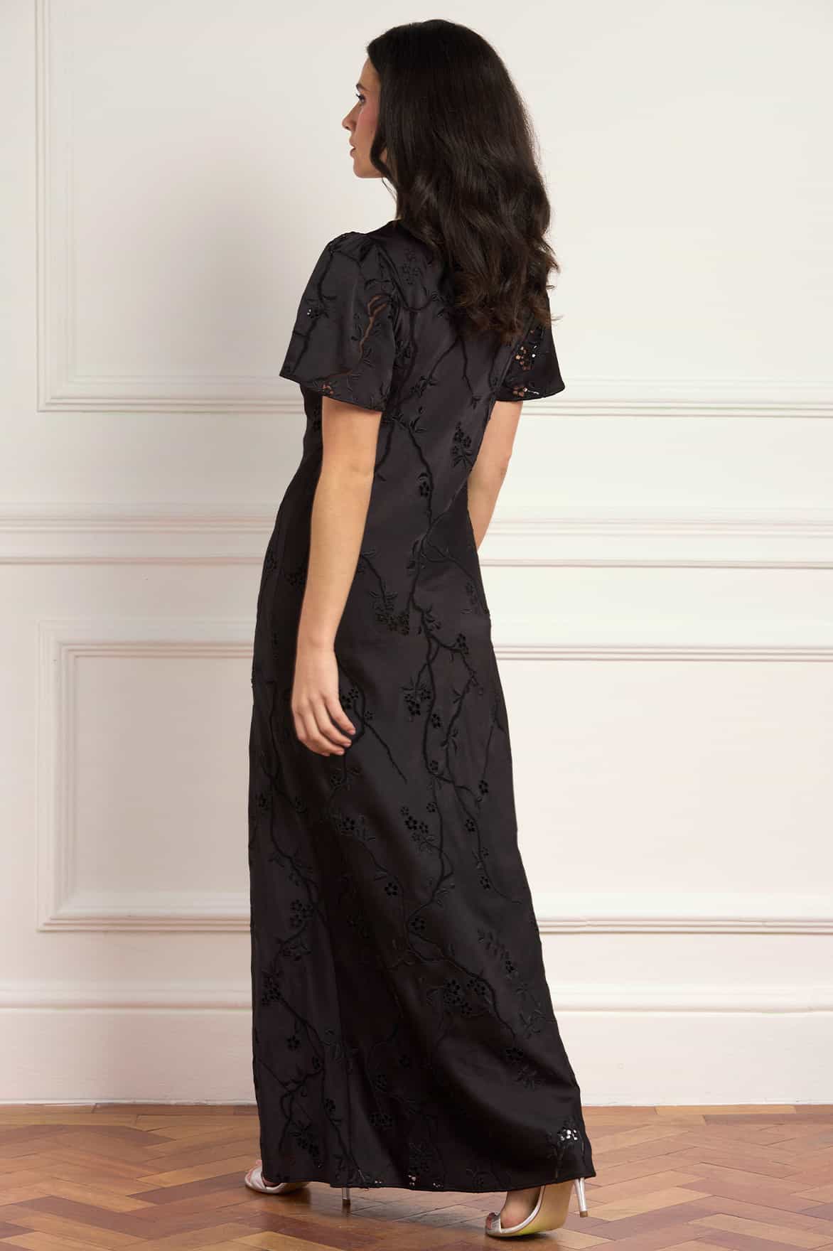 Cherry Blossom Satin Short Sleeve Gown - Image 5