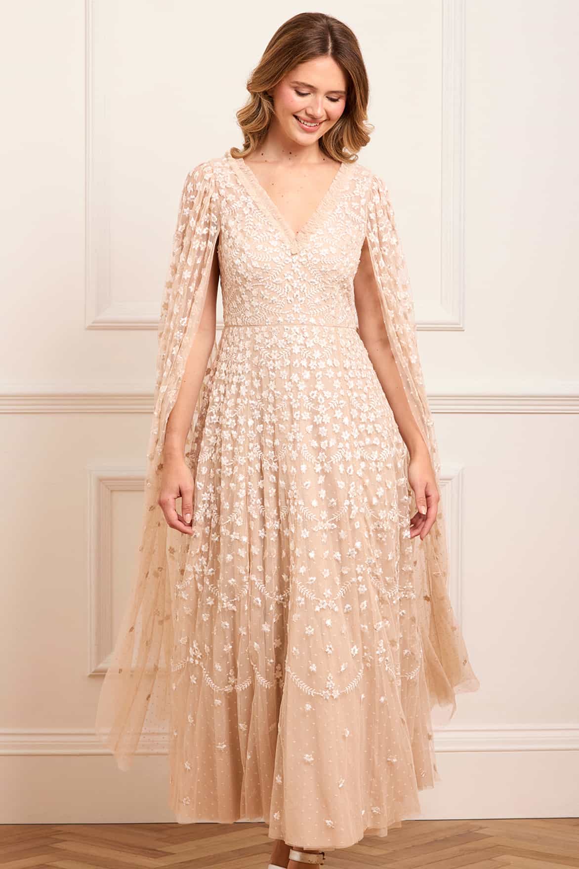 Clover Cape Sleeve Ankle Gown - Image 2