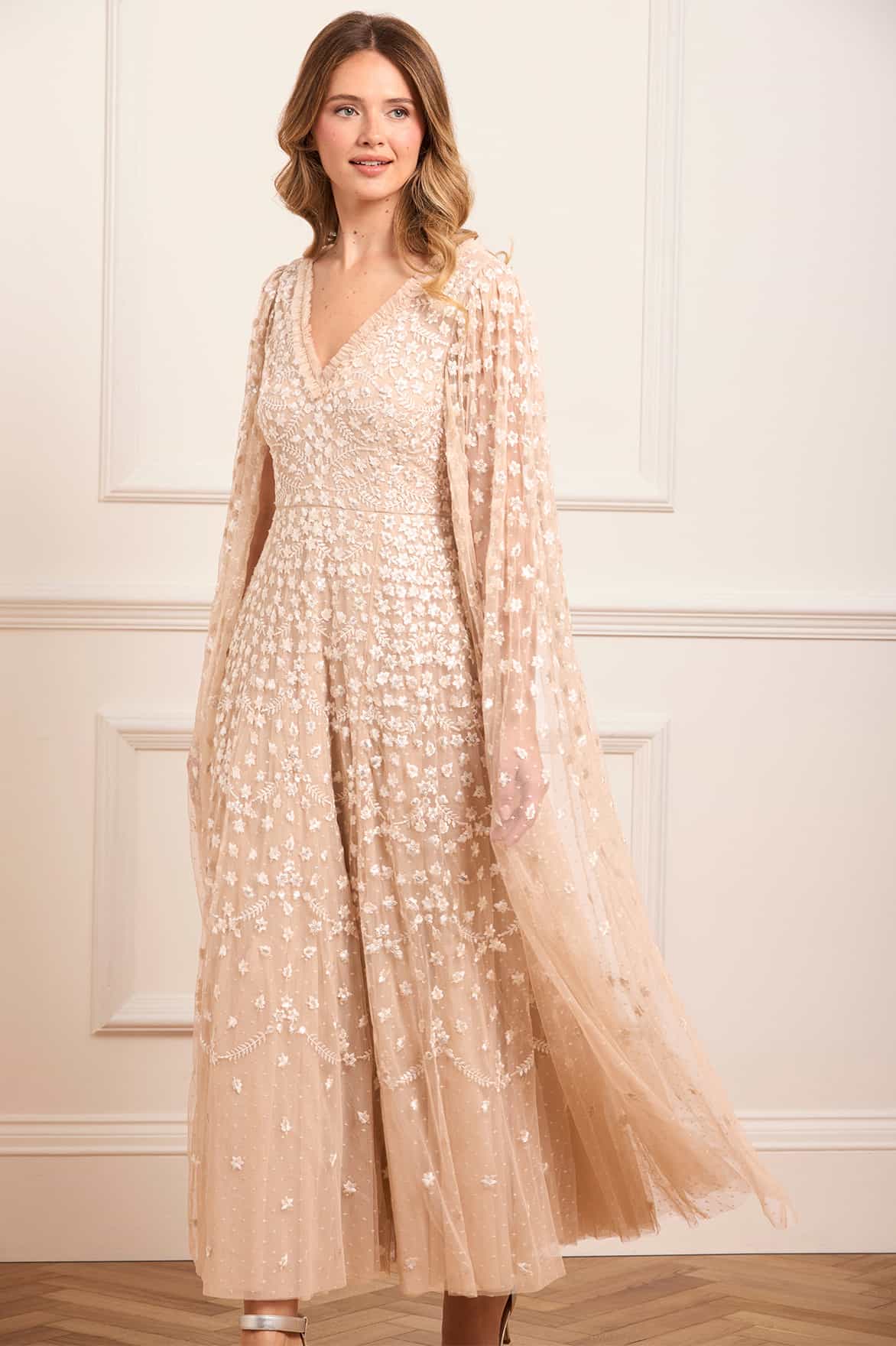 Clover Cape Sleeve Ankle Gown - Image 4