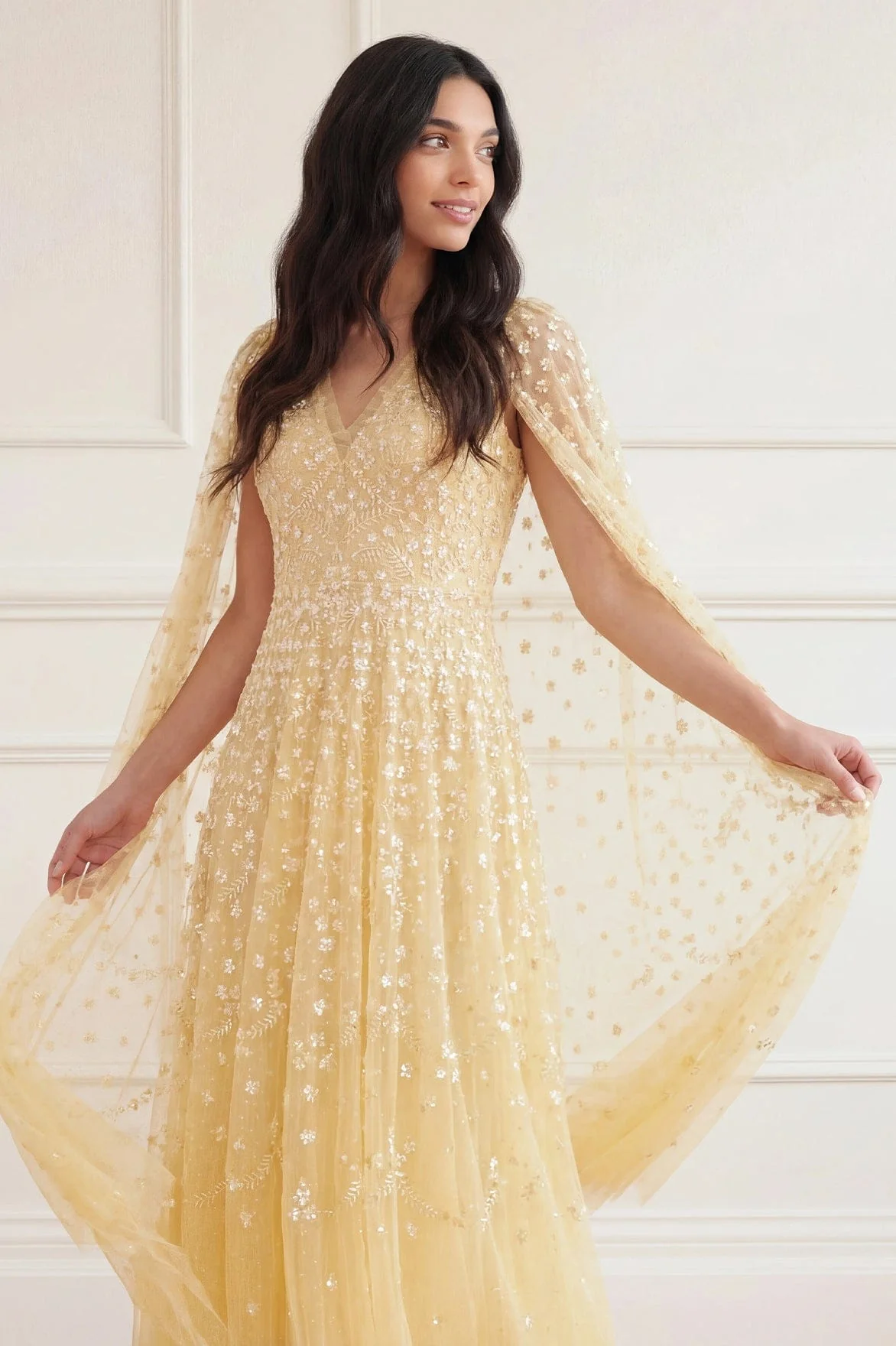 Clover Cape Sleeve Ankle Gown - Image 3
