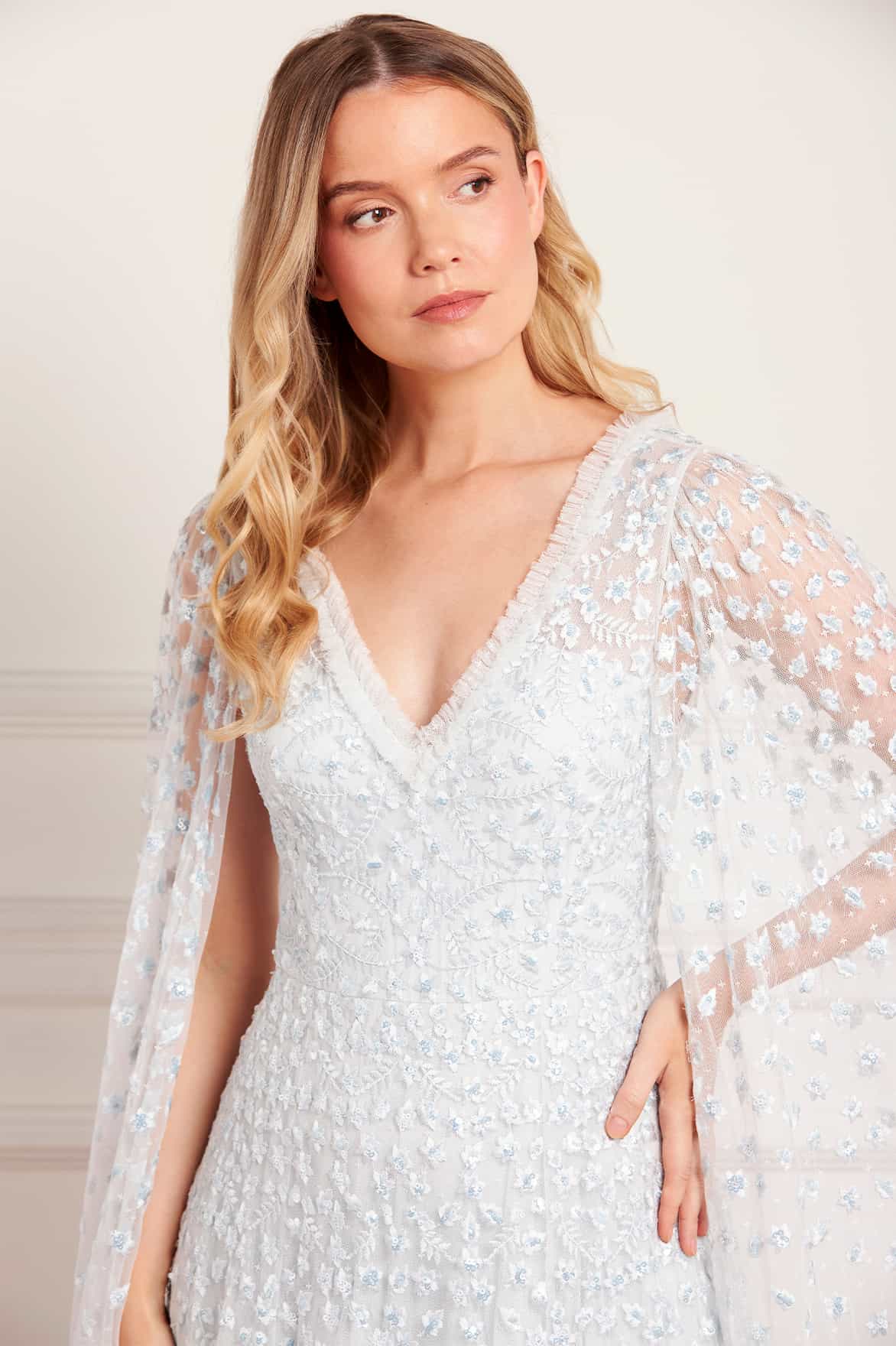 Clover Cape Sleeve Ankle Gown - Image 3