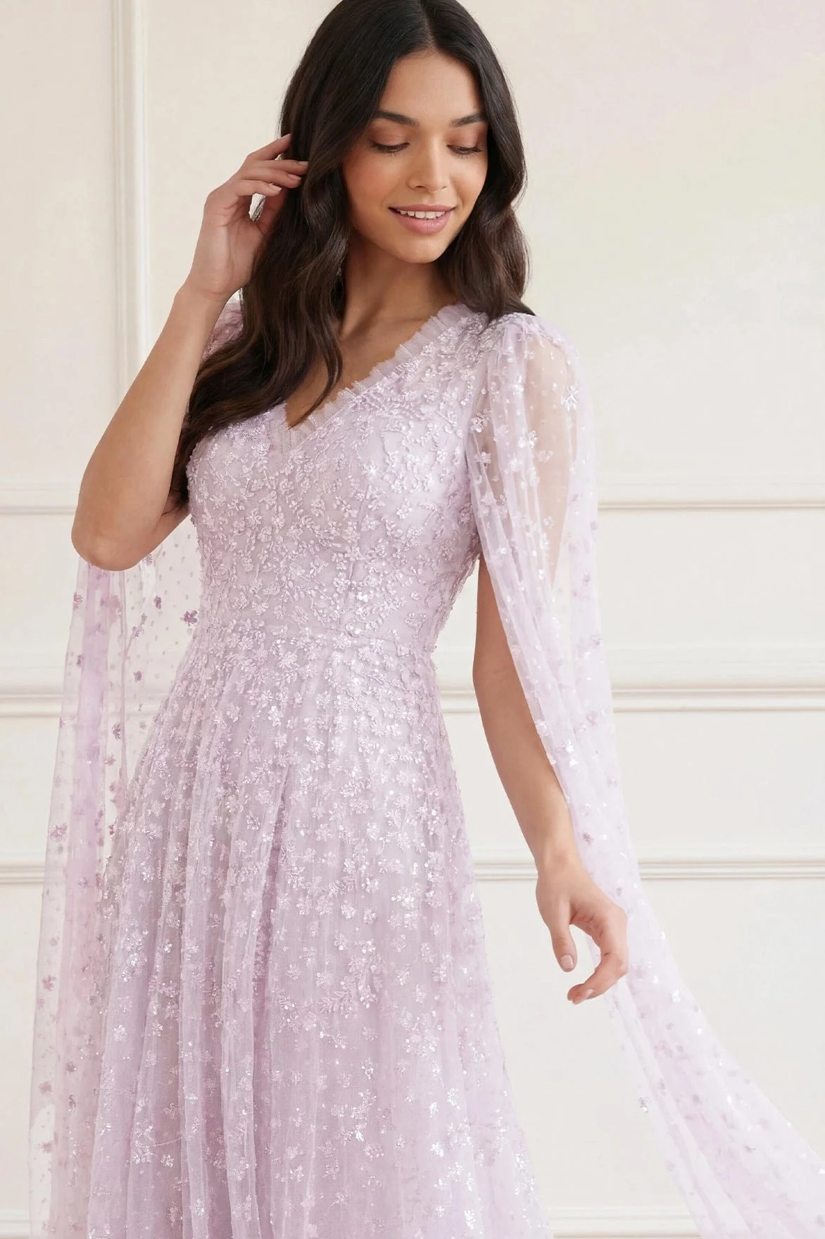 Clover Cape Sleeve Ankle Gown - Image 3
