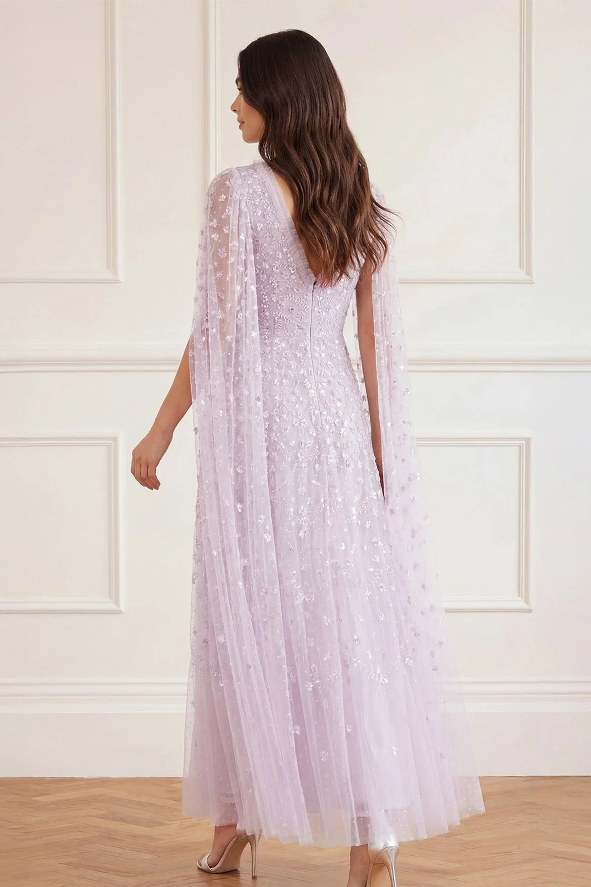 Clover Cape Sleeve Ankle Gown - Image 4