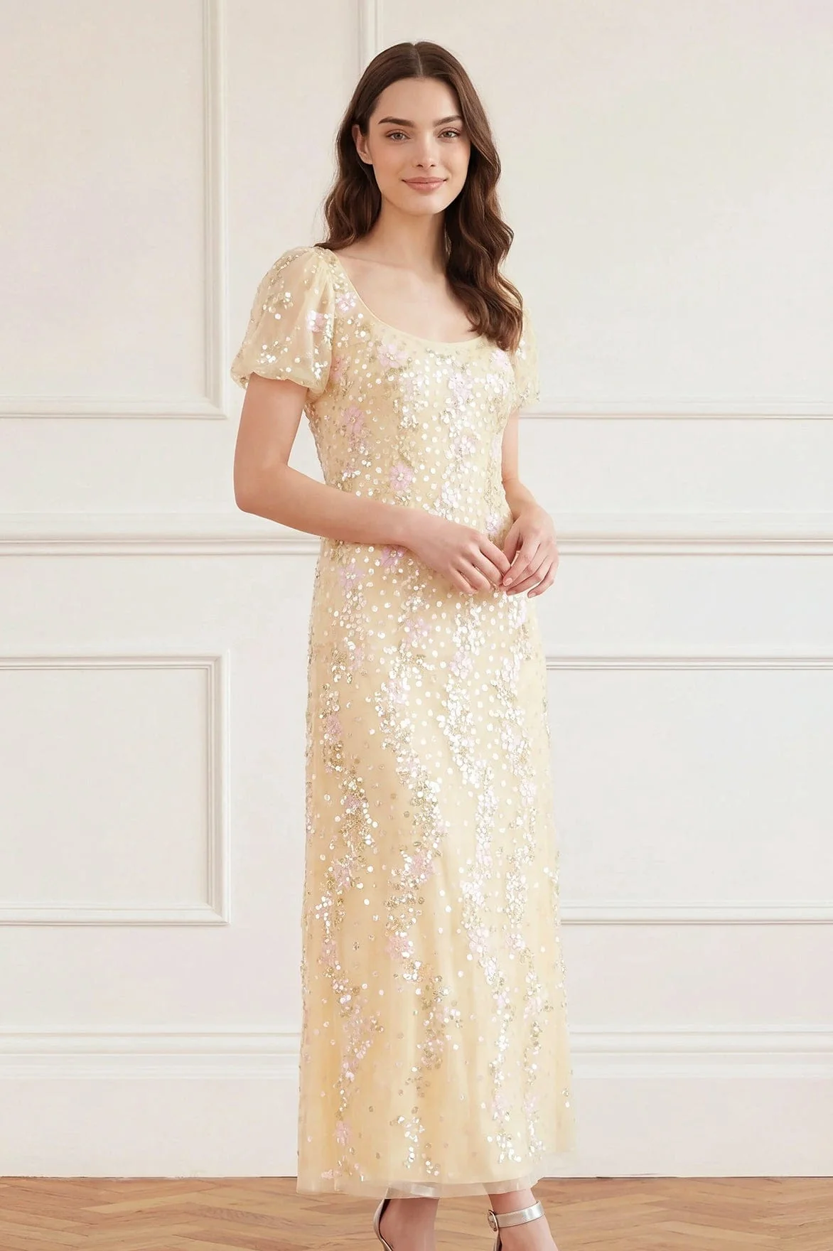 Confetti Puff Sleeve Ankle Gown - Image 2