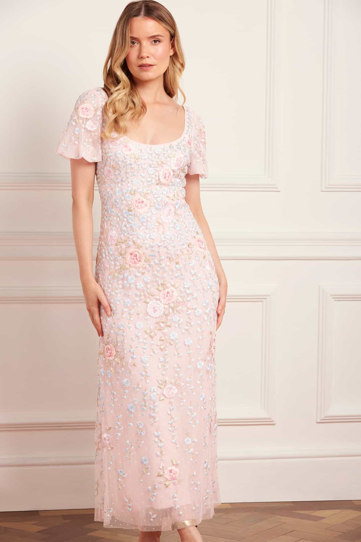 Cressida Embroidery Puff Sleeve Ankle Gown - Image 2