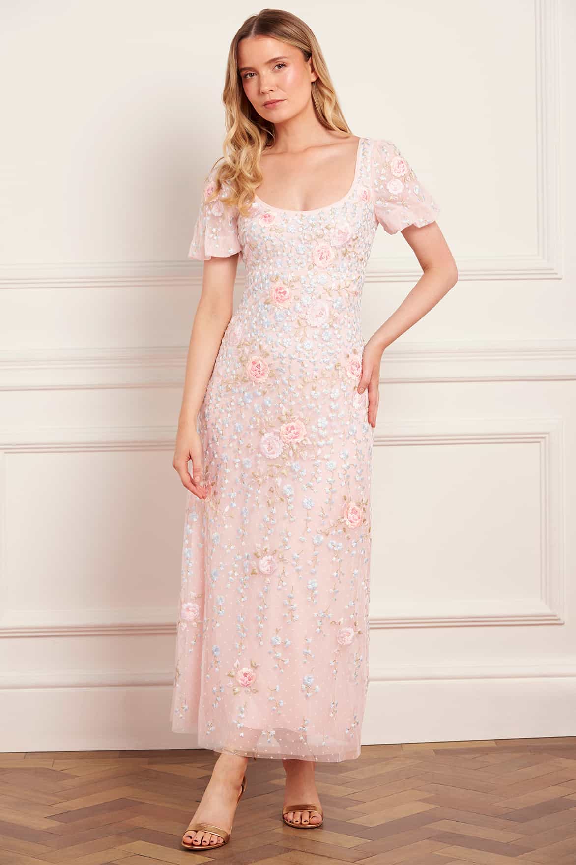 Cressida Embroidery Puff Sleeve Ankle Gown - Image 4