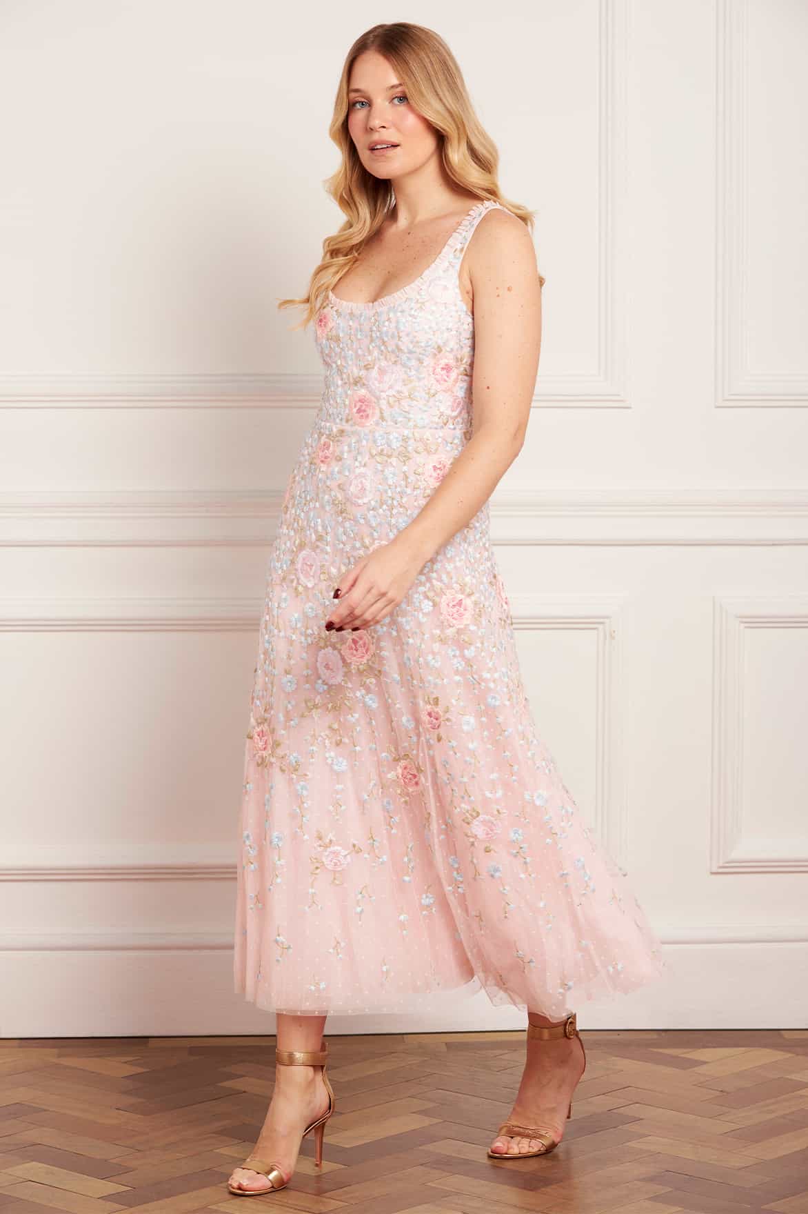 Cressida Embroidery Scoop Neck Ballerina Dress - Image 2