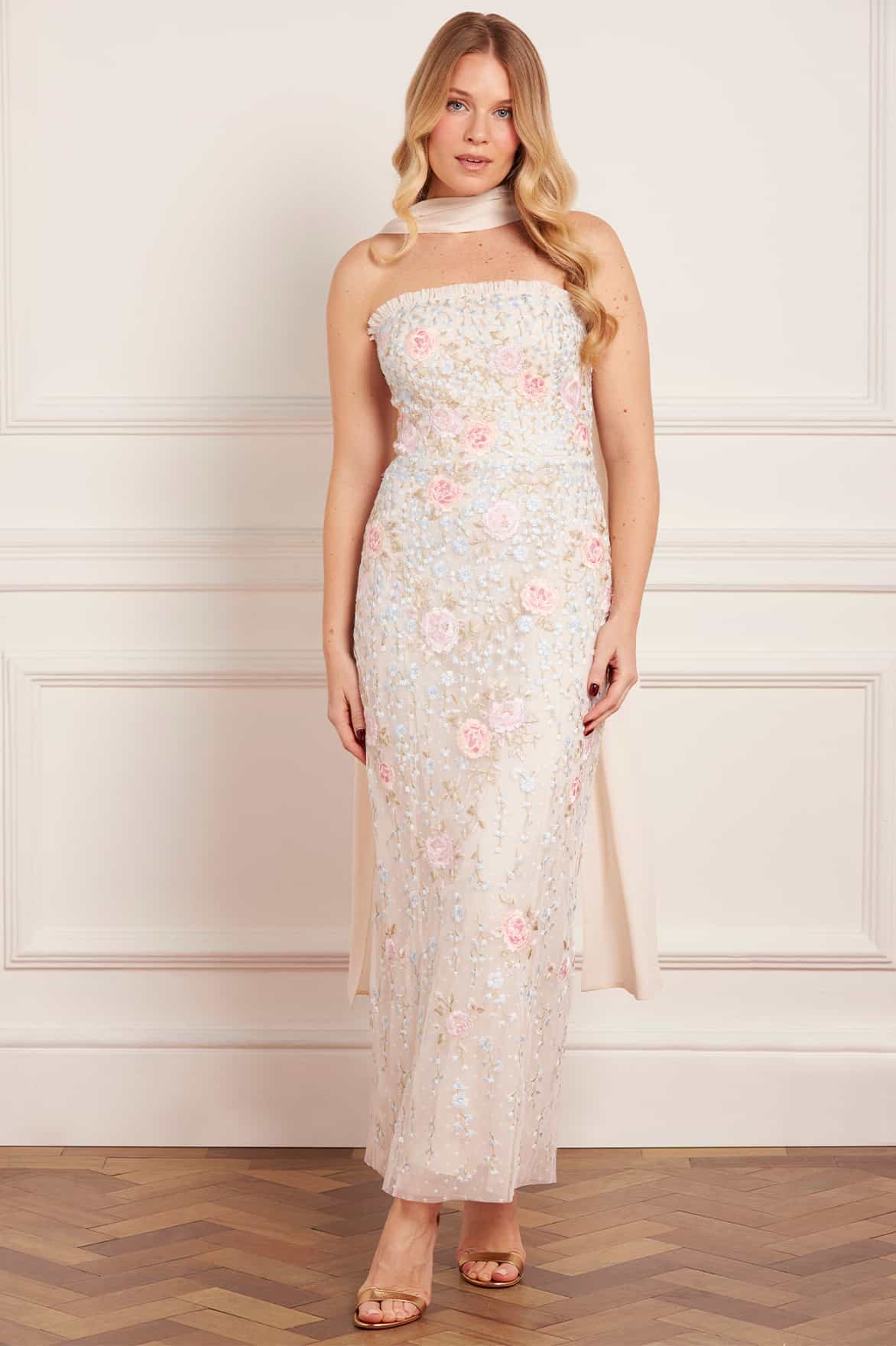 Cressida Embroidery Strapless Ankle Gown - Image 4