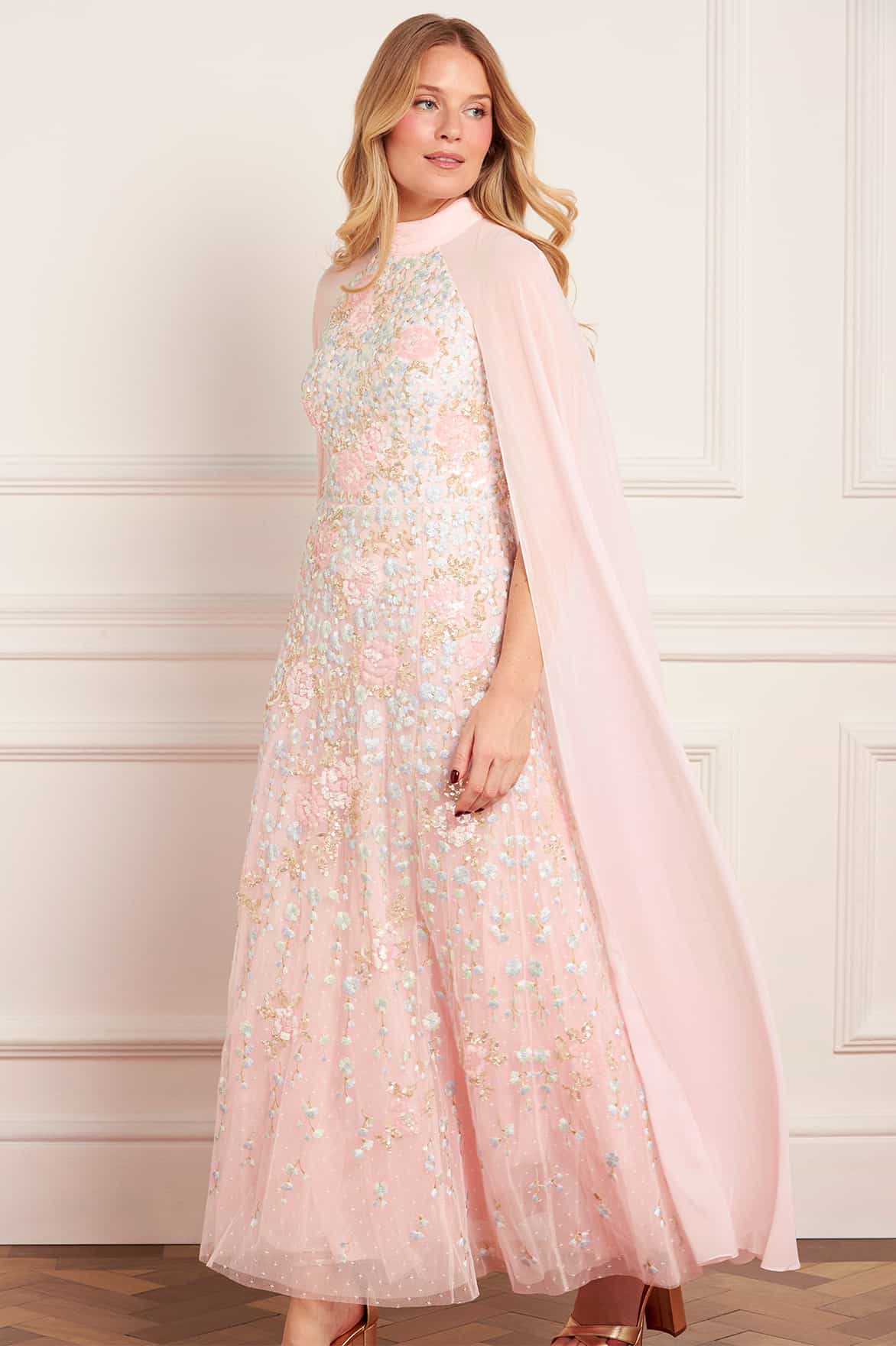 Cressida Floral Cape Ankle Gown - Image 2