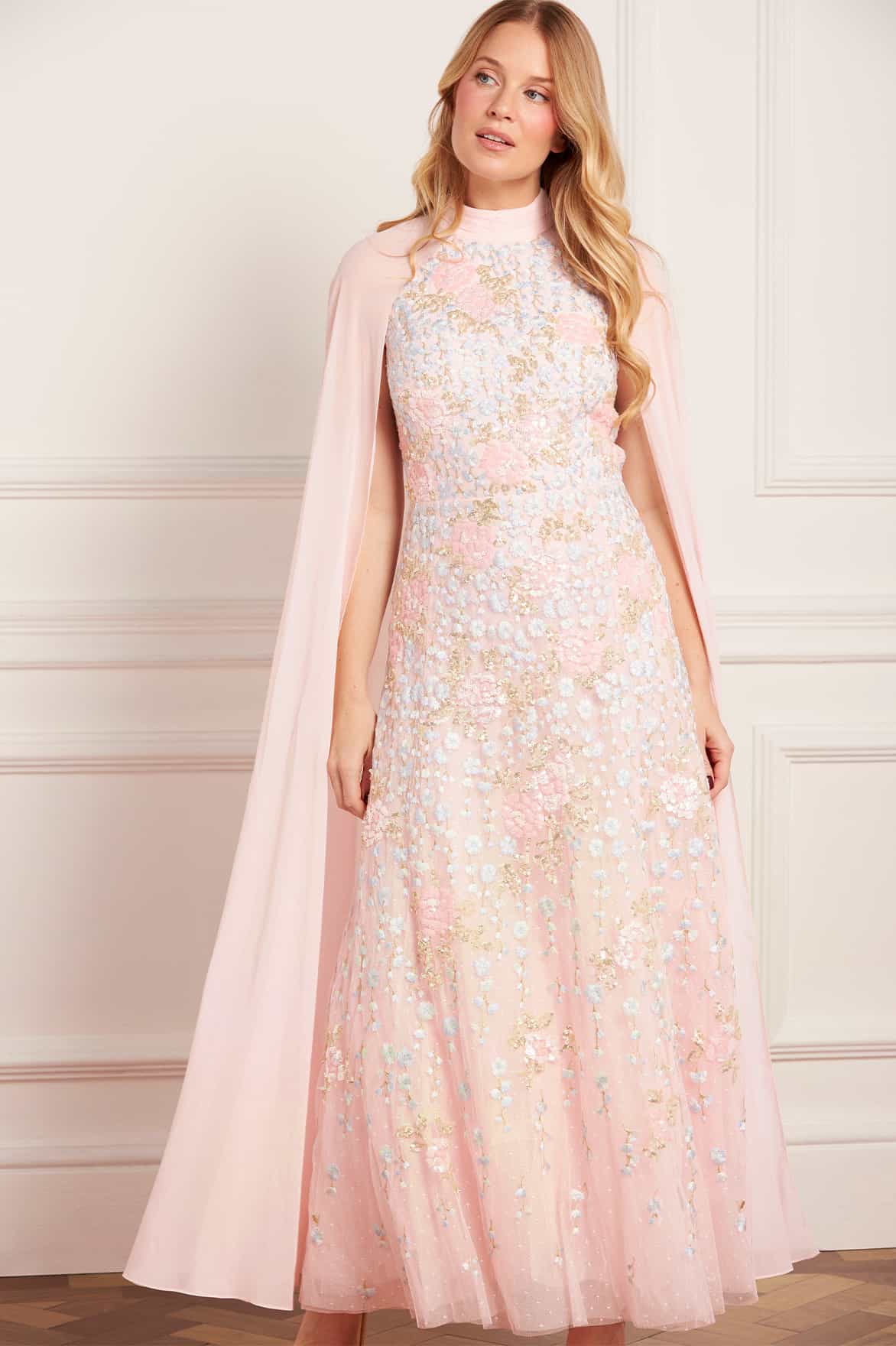 Cressida Floral Cape Ankle Gown - Image 4