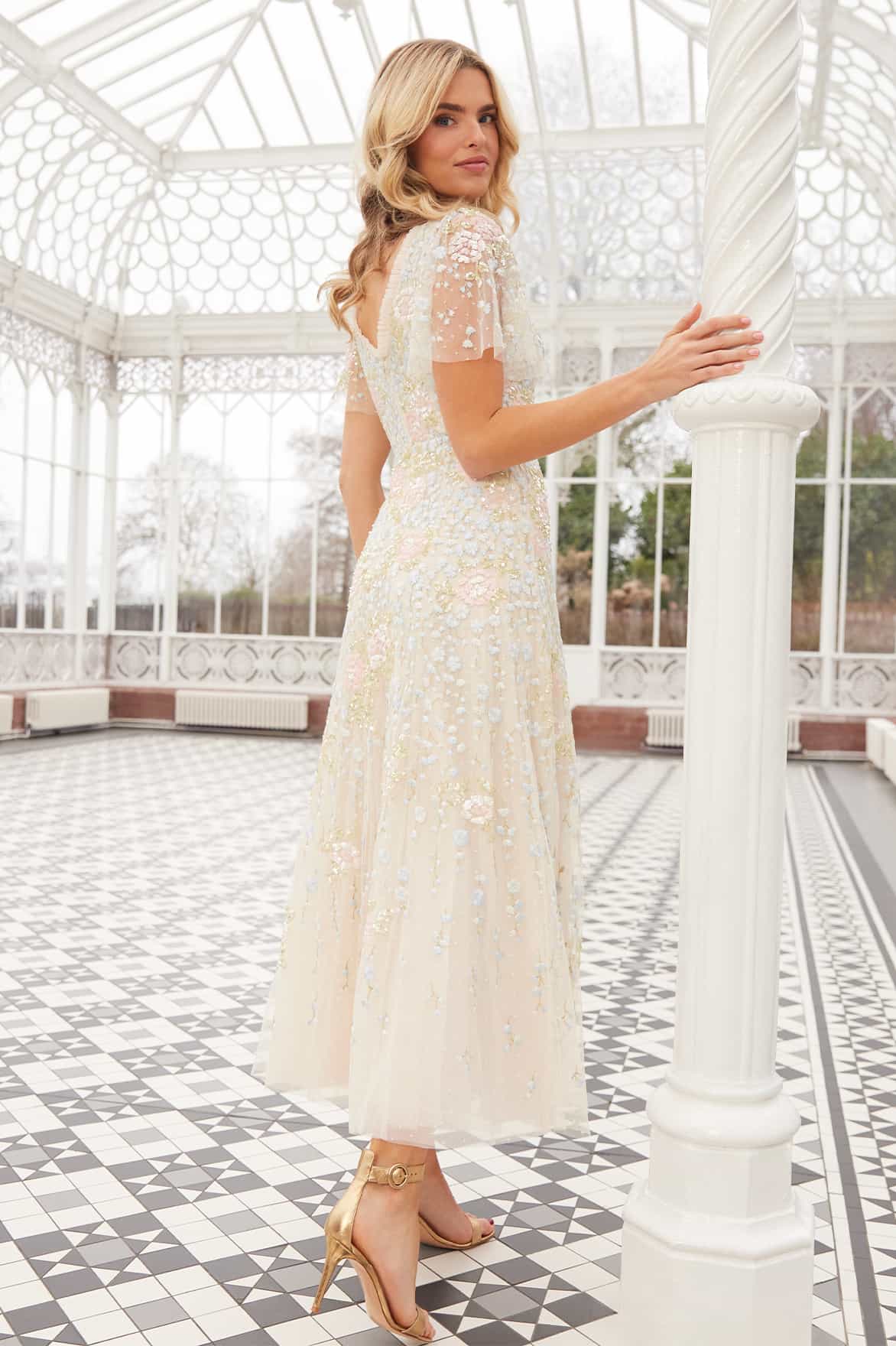 Cressida Floral Short Sleeve Ankle Gown - Image 6
