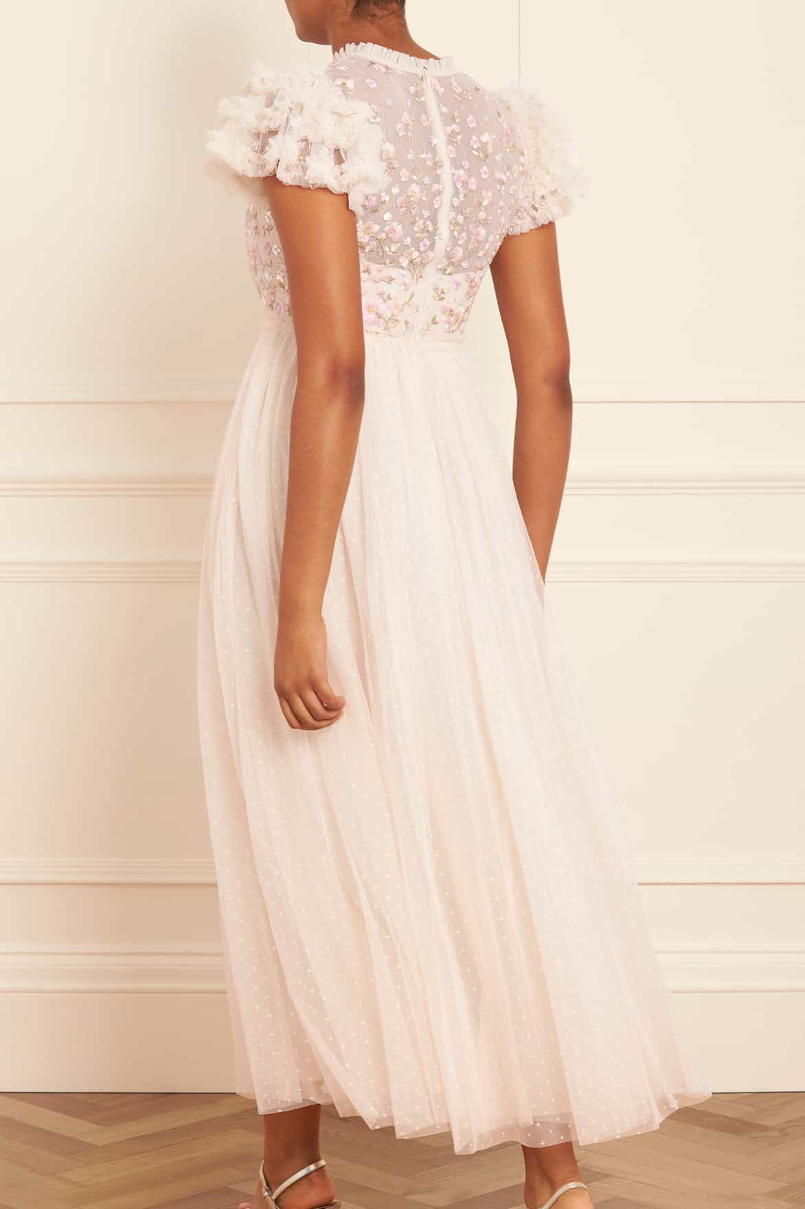 Dahlia Ditsy Bodice Round Neck Ankle Gown - Image 4