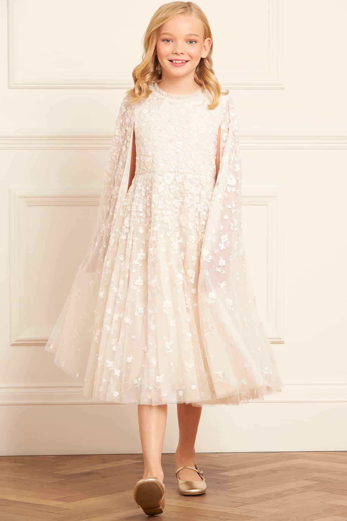 Dahlia Ditsy Cape Kids Dress - Image 4
