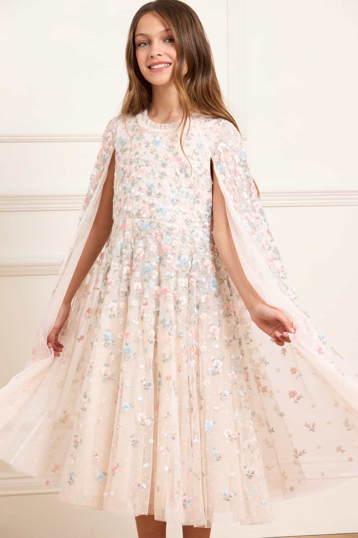 Dahlia Ditsy Cape Kids Dress - Image 2