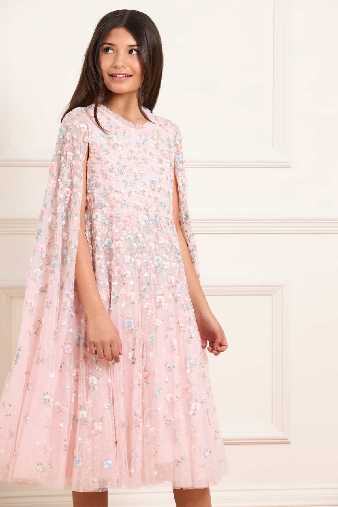 Dahlia Ditsy Cape Kids Dress - Image 4