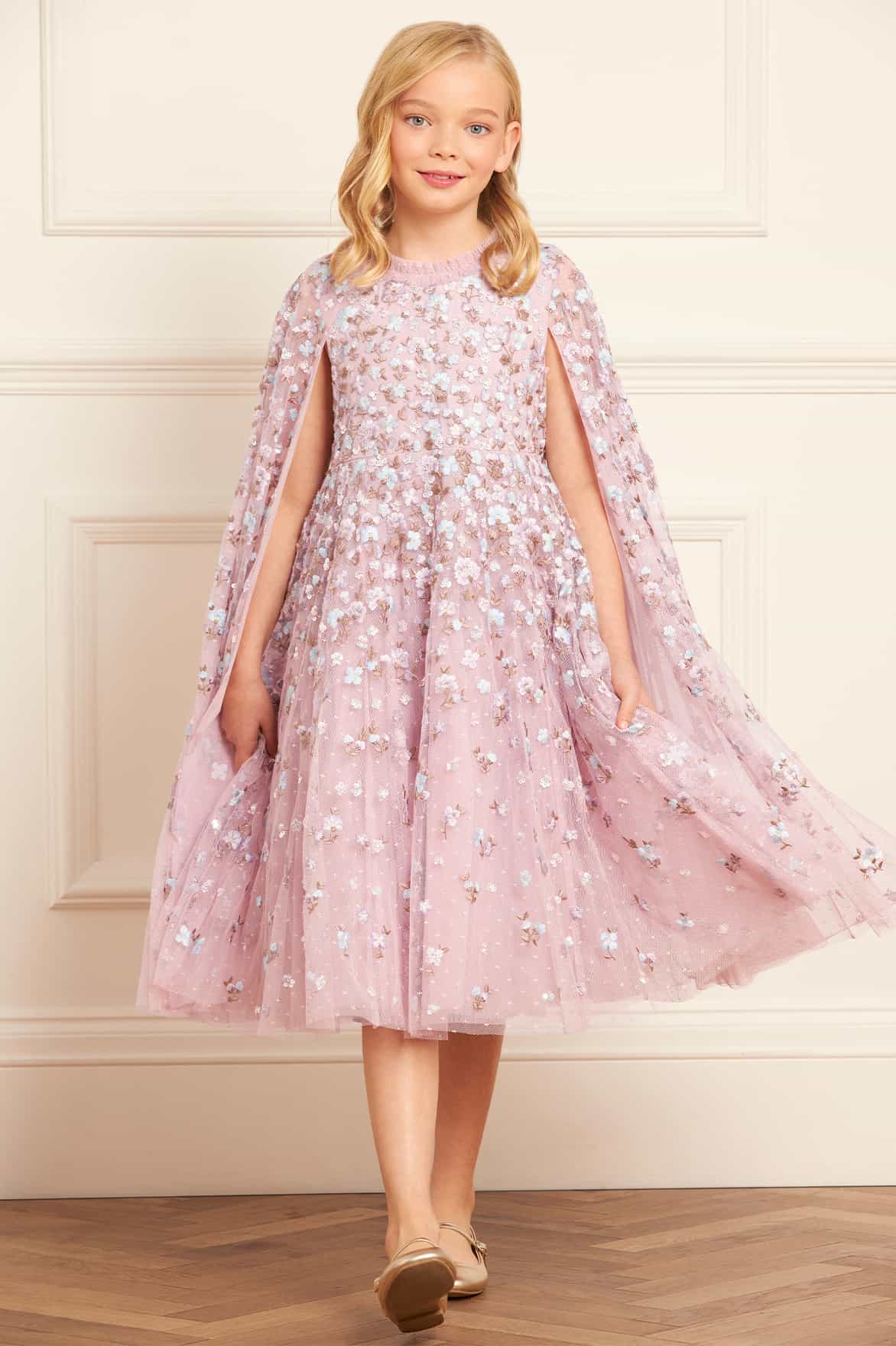 Dahlia Ditsy Cape Kids Dress - Image 4