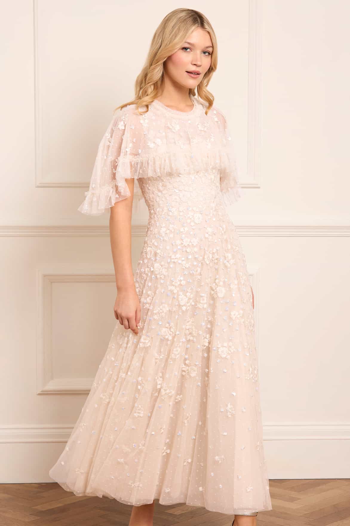 Dahlia Ditsy Short Cape Ankle Gown - Image 2