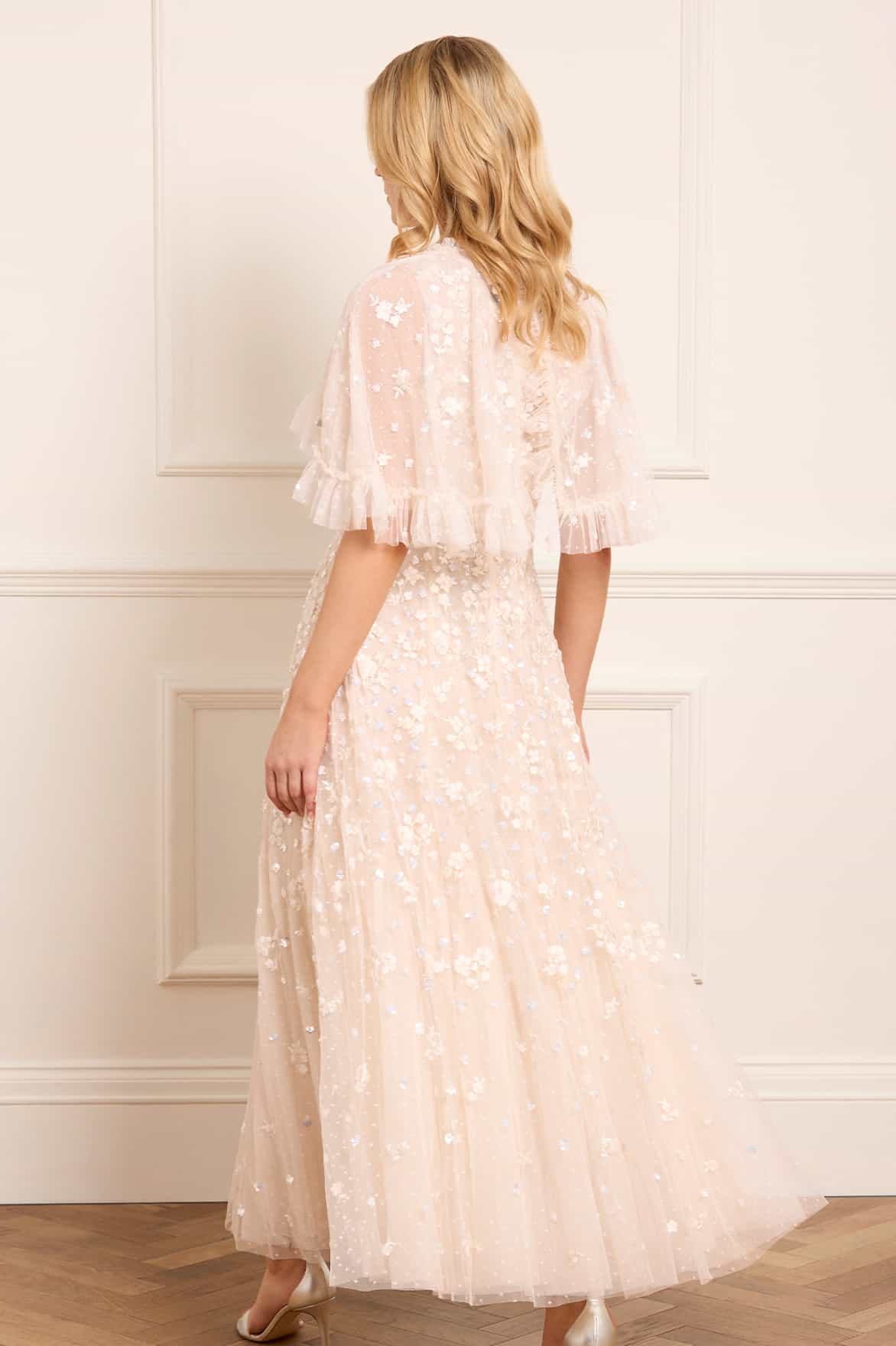 Dahlia Ditsy Short Cape Ankle Gown - Image 8