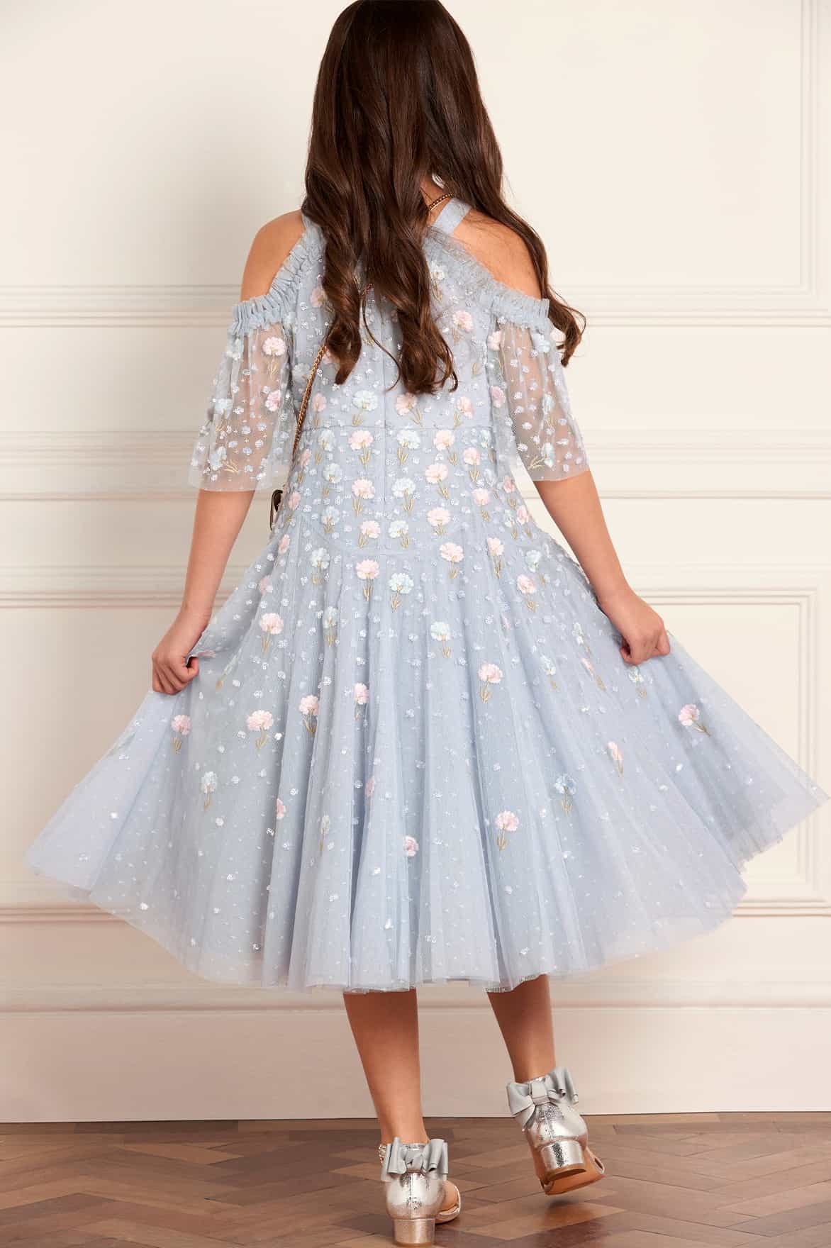 Dandelion Ditsy Off-Shoulder Kids Dress - Image 4