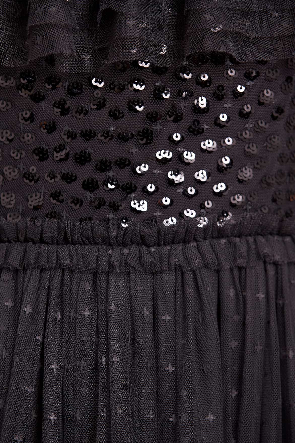 Dappled Sequin Bodice Off-Shoulder Ankle Gown - Image 3