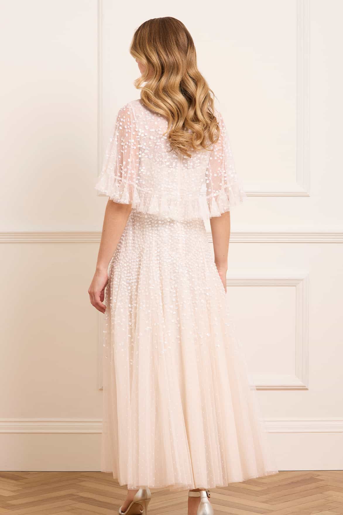 Dappled Sequin Cape Ankle Gown - Image 6