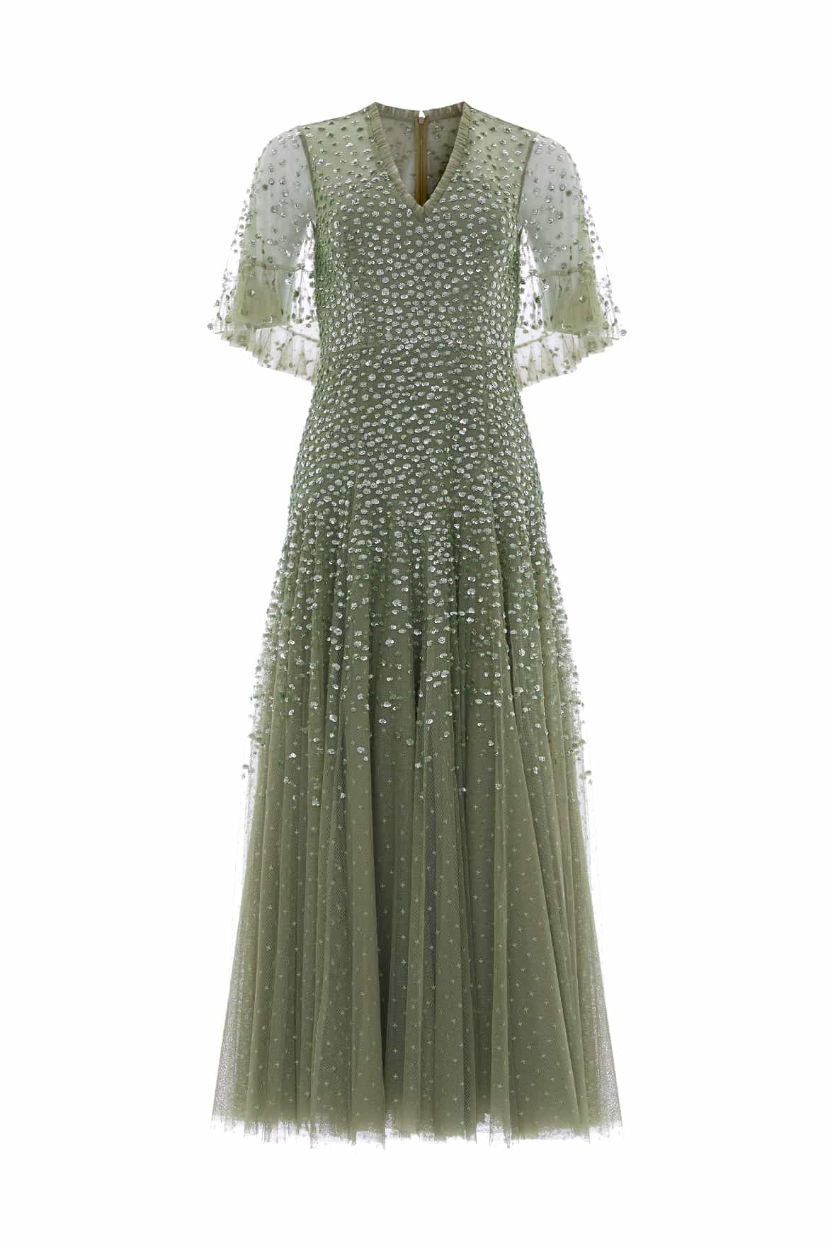 Dappled Sequin Cape Ankle Gown - Image 3