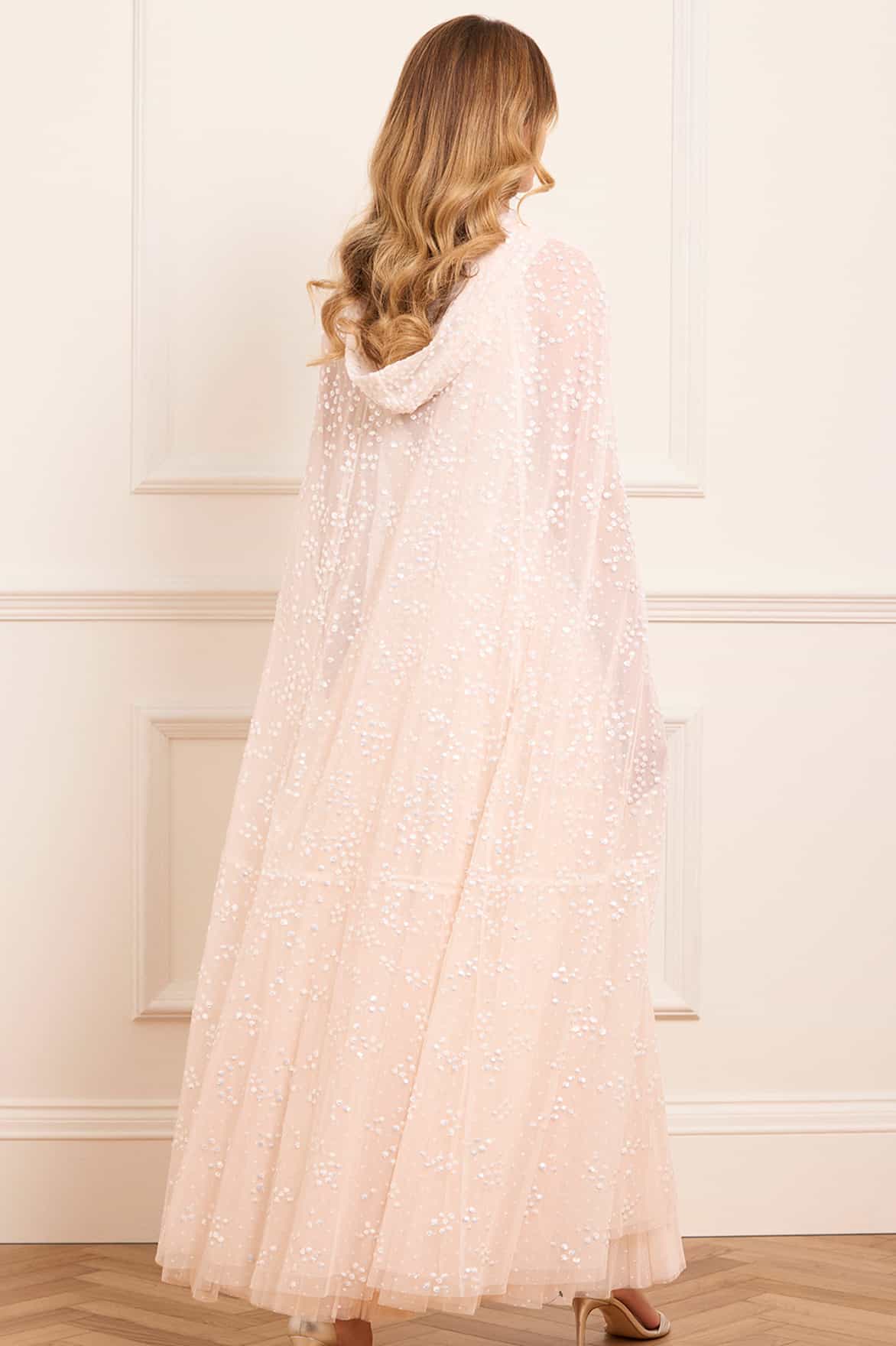 Dappled Sequin Hooded Long Cape - Image 9