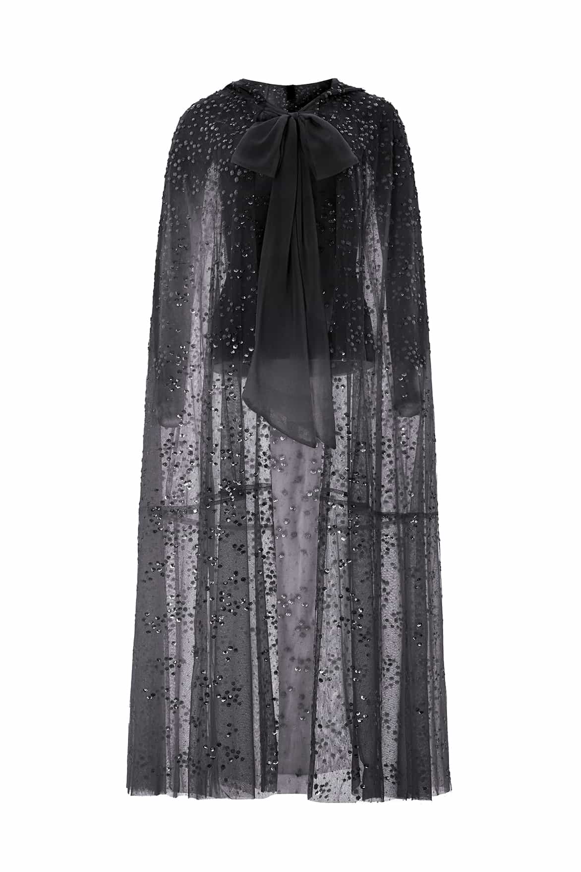 Dappled Sequin Hooded Long Cape - Image 3