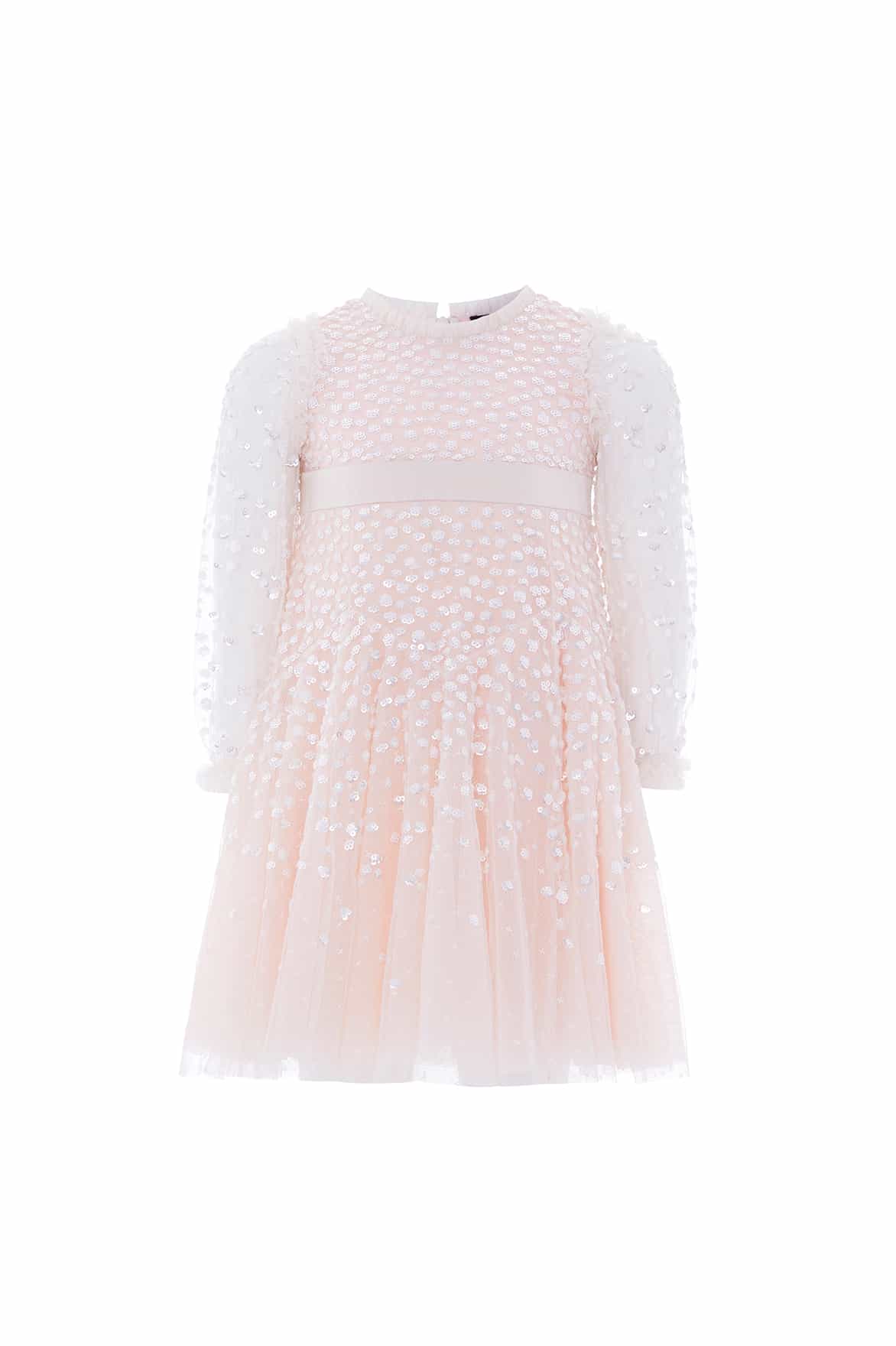 Dappled Sequin Long Sleeve Kids Dress - Image 3