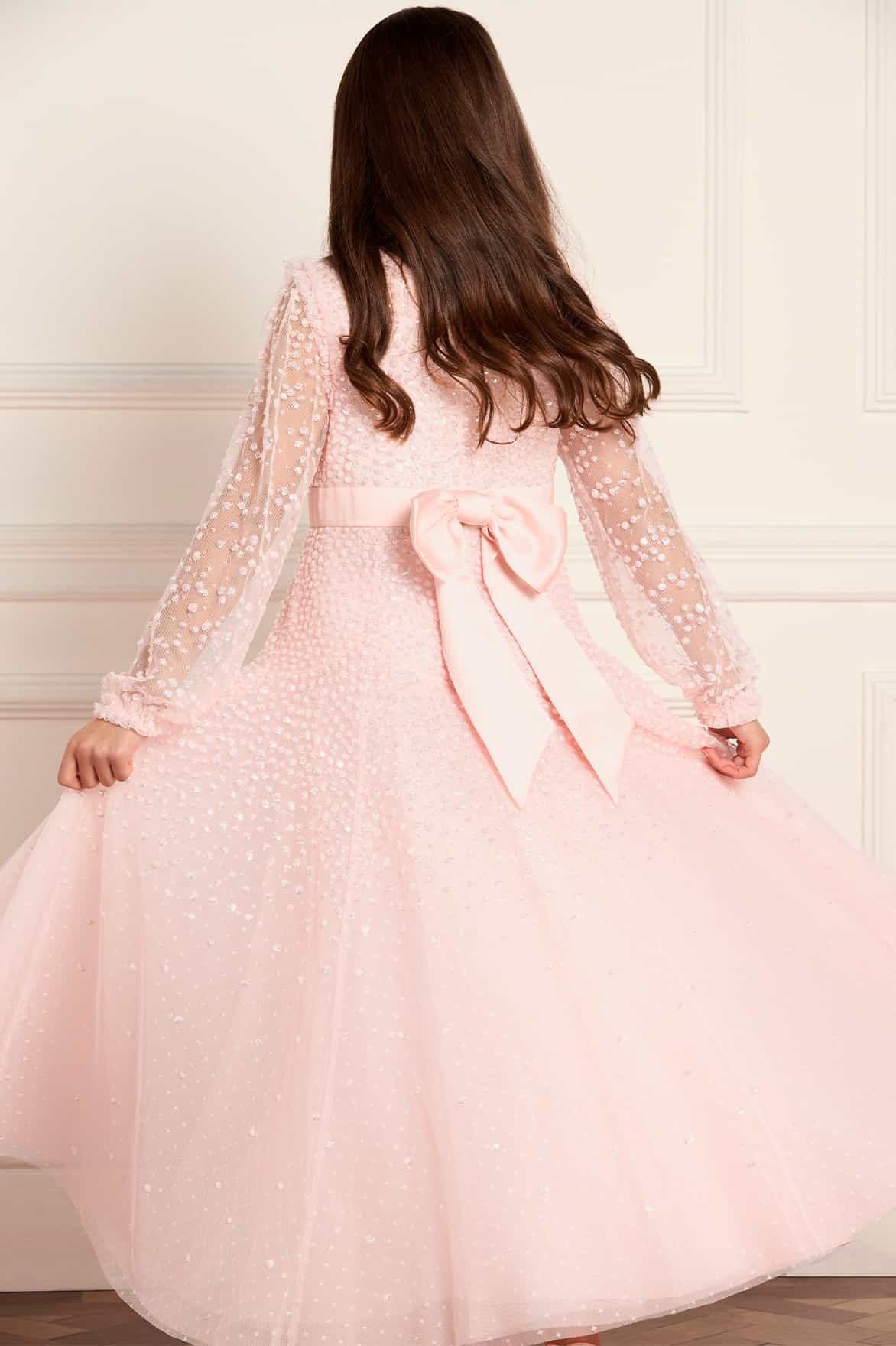 Dappled Sequin Long Sleeve Kids Gown - Image 4