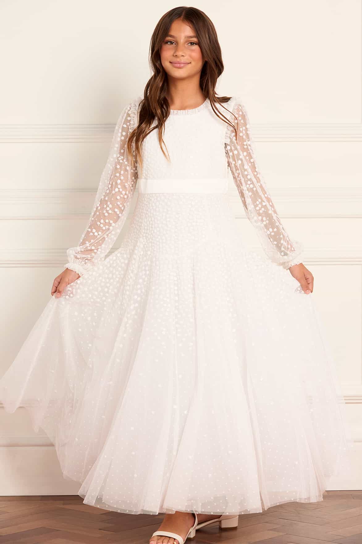 Dappled Sequin Long Sleeve Kids Gown - Image 3