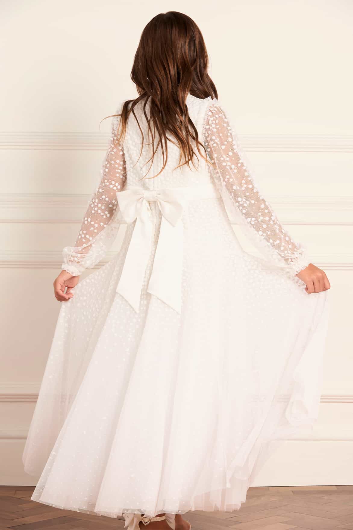 Dappled Sequin Long Sleeve Kids Gown - Image 4