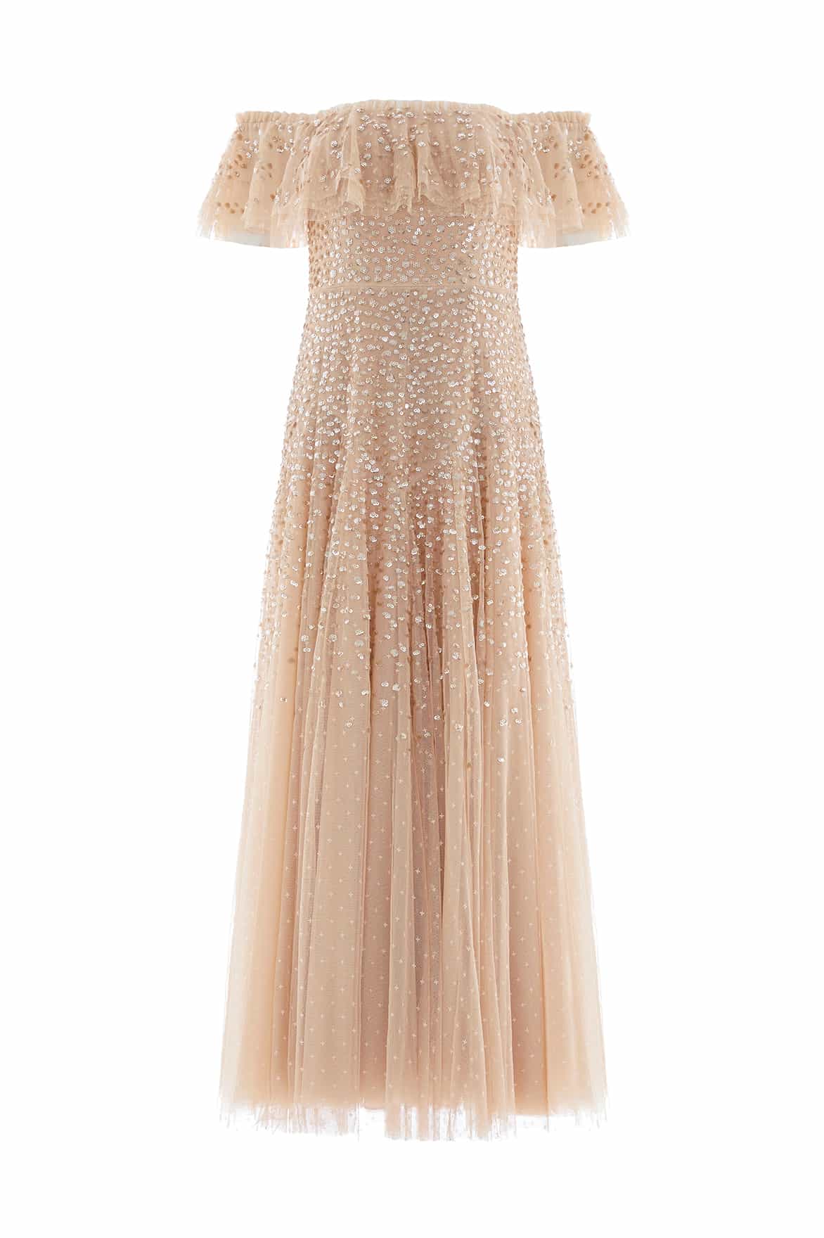 Dappled Sequin Off-Shoulder Ankle Gown - Image 3